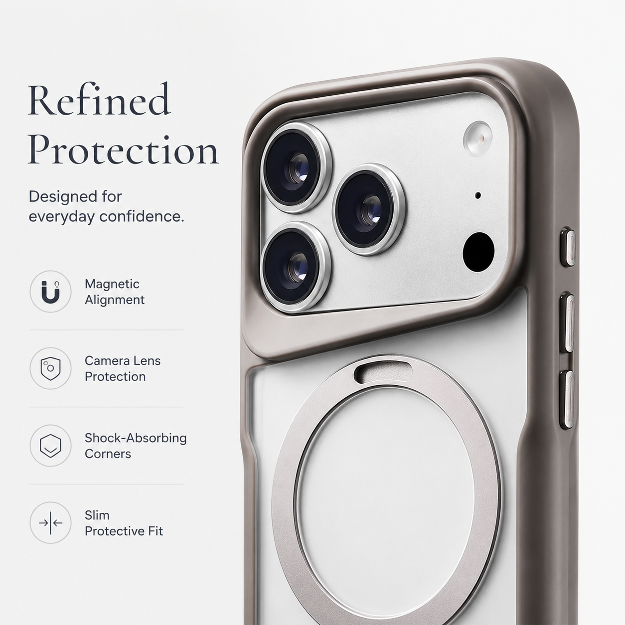 Premium iPhone Case MagSafe Compatible Magnetic Ring Stand Protective Cover Shockproof Bumper Camera Lens Protection Matte Translucent Slim Full Coverage