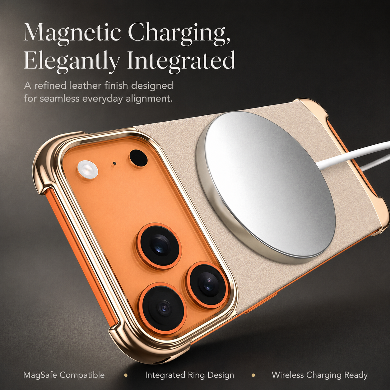 Premium iPhone Case MagSafe Compatible Frameless Magnetic Leather Back Metal Bumper Stand Shockproof Camera Lens Guard Ultra Thin Design