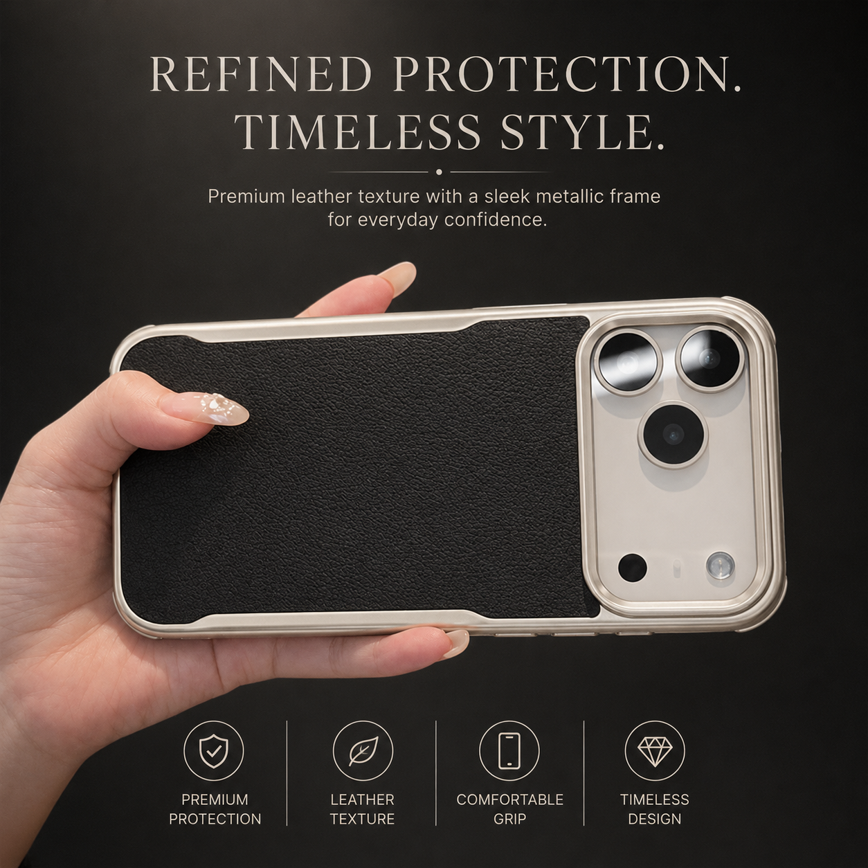 Premium iPhone Case MagSafe Compatible Magnetic PU Leather Protective Cover Metal Frame Shockproof Camera Lens Protection Anti Scratch Non Slip Full Coverage