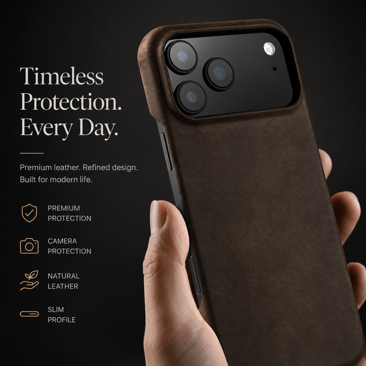 Premium iPhone Case MagSafe Compatible Genuine Leather Magnetic Cover Cowhide Texture Shockproof Protective Cover Anti Scratch Full Back Slim