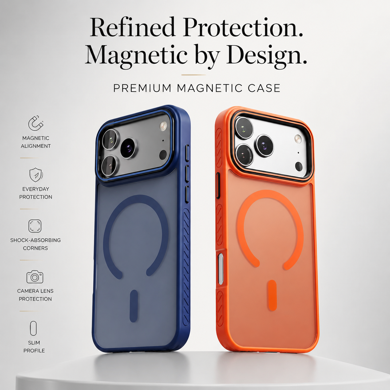Premium iPhone Case MagSafe Compatible Matte Transparent Cover Magnetic PC TPU Hybrid Shockproof Anti Fingerprint Protective Slim Case