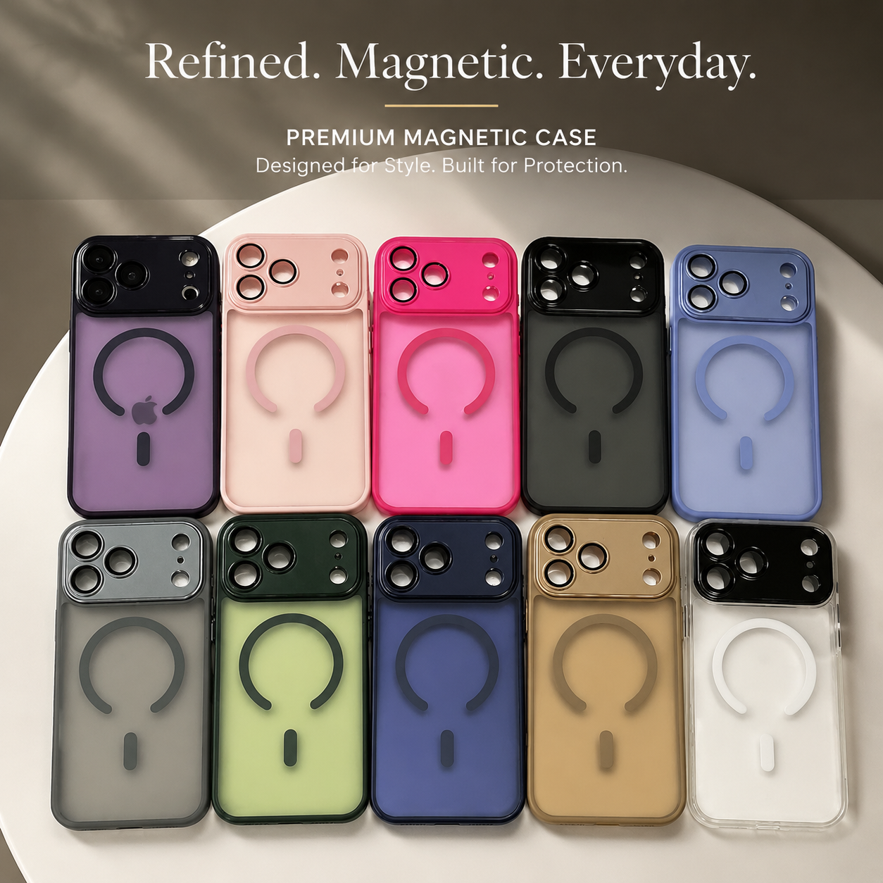 Premium iPhone Case MagSafe Compatible Matte Translucent Cover Magnetic PC TPU Hybrid Shockproof Anti Fingerprint Protective Slim Case