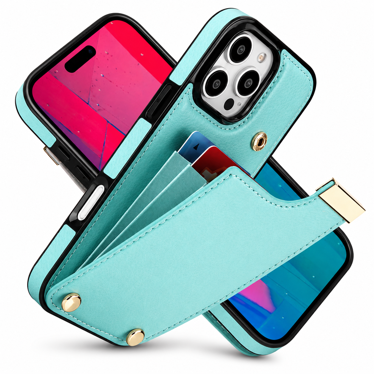 Premium iPhone Case Leather Wallet Flip Cover MagSafe Compatible Card Holder Magnetic Closure Shockproof Camera Protection Slim Full Coverage