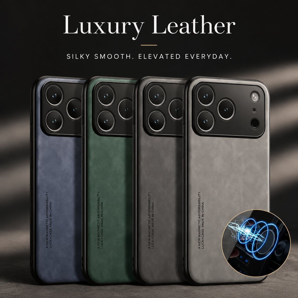 Premium iPhone Case Leather TPU Hybrid Magnetic Car Mount Compatible Protective Cover Shockproof Anti Scratch Full Coverage Wallet Style Design