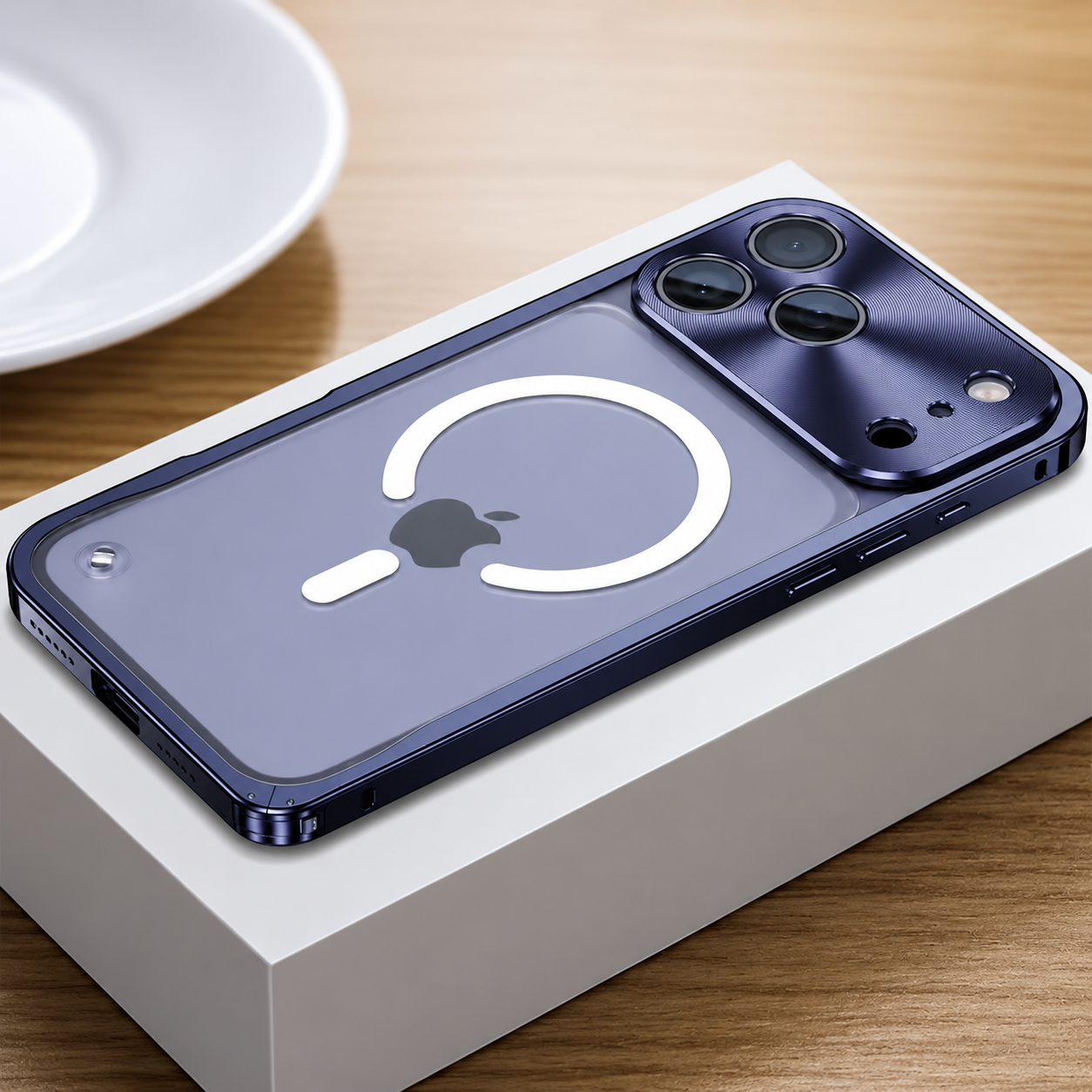 Premium iPhone Case MagSafe Compatible Magnetic Aluminum Bumper Frame Matte Transparent Back Shockproof Protective Camera Lens Guard Slim Full Coverage