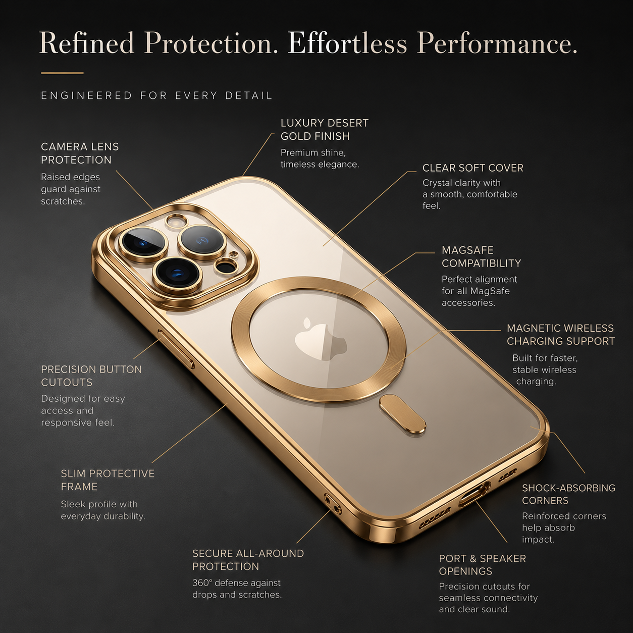 Premium iPhone Case MagSafe Compatible Magnetic Transparent TPU Protective Cover Shockproof Camera Lens Protection Anti Yellowing Slim Full Coverage