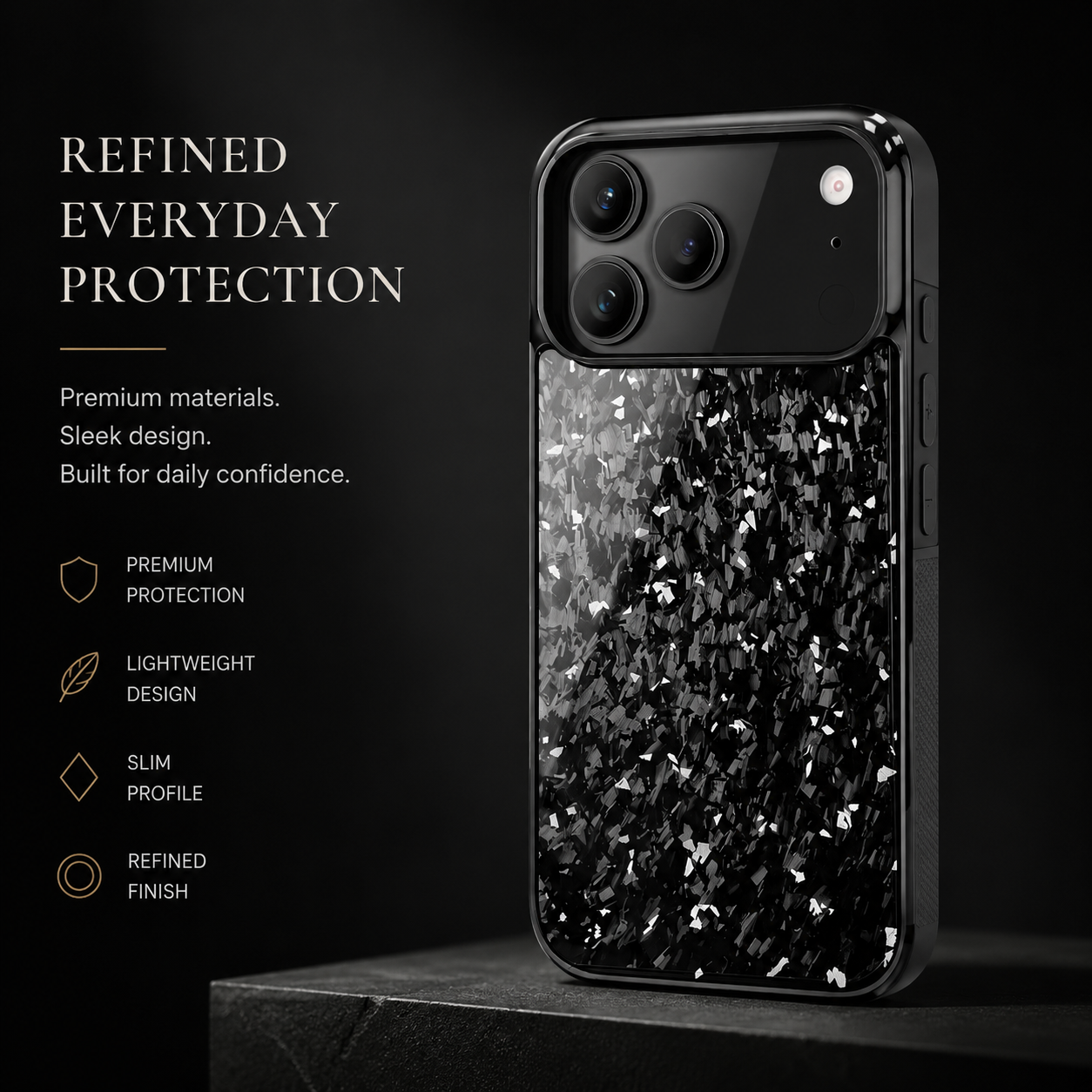Premium iPhone Case MagSafe Compatible Forged Carbon Fiber TPU Hybrid Cover Shockproof Full Coverage Anti Scratch Non Slip Protective Design
