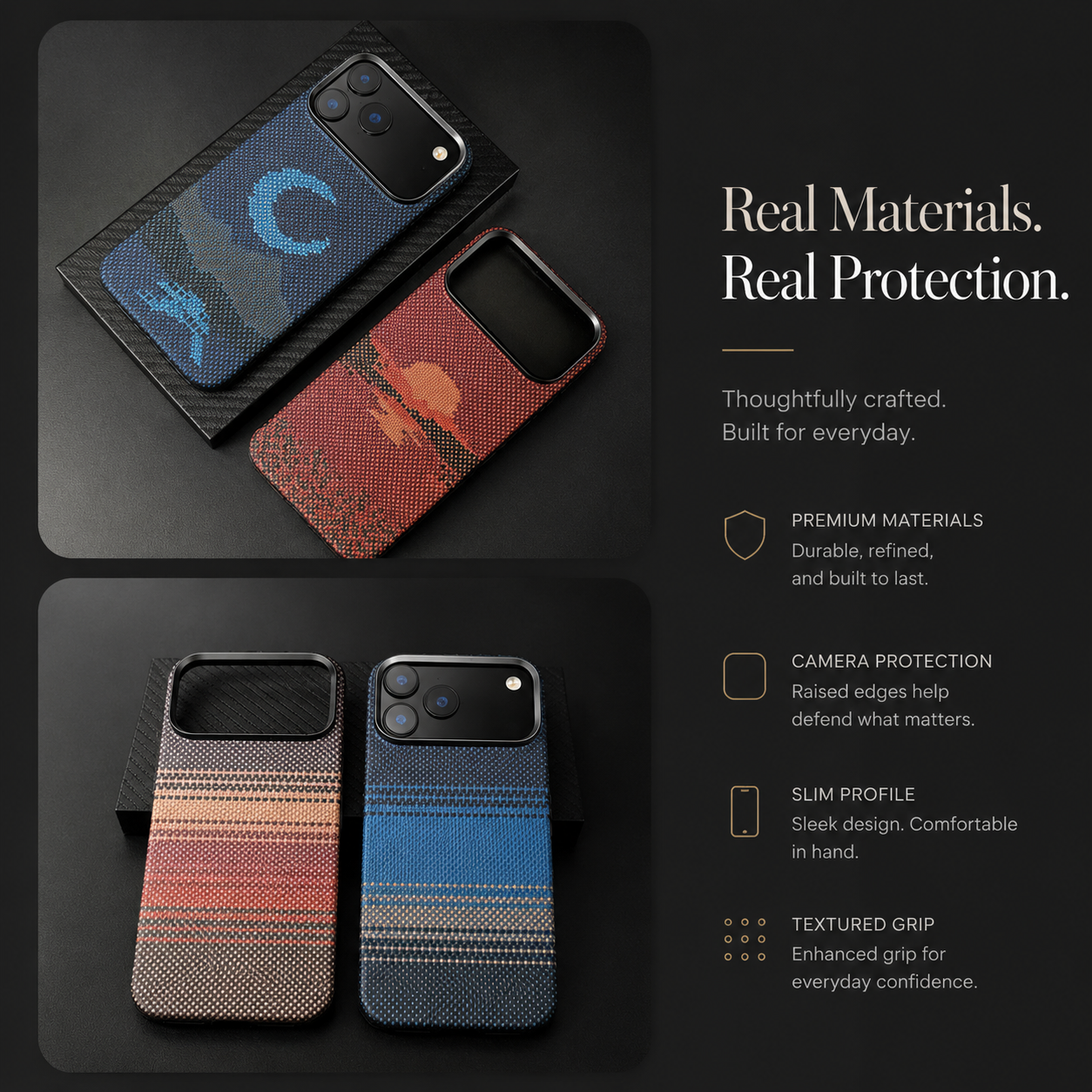 Premium iPhone Case MagSafe Compatible Aramid Fiber Carbon Fiber Protective Cover Wireless Charging Shockproof Ultra Slim Camera Lens Protection Hard Back