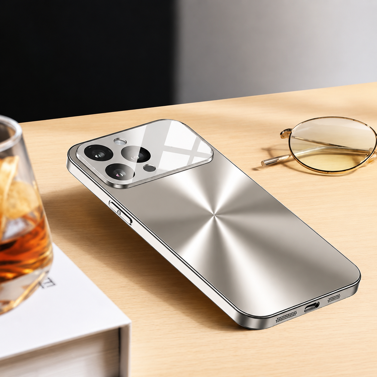 Premium iPhone Case Metal Back Protective Cover Shockproof Silicone Frame Camera Lens Protection Anti Scratch Heavy Duty Slim Full Coverage