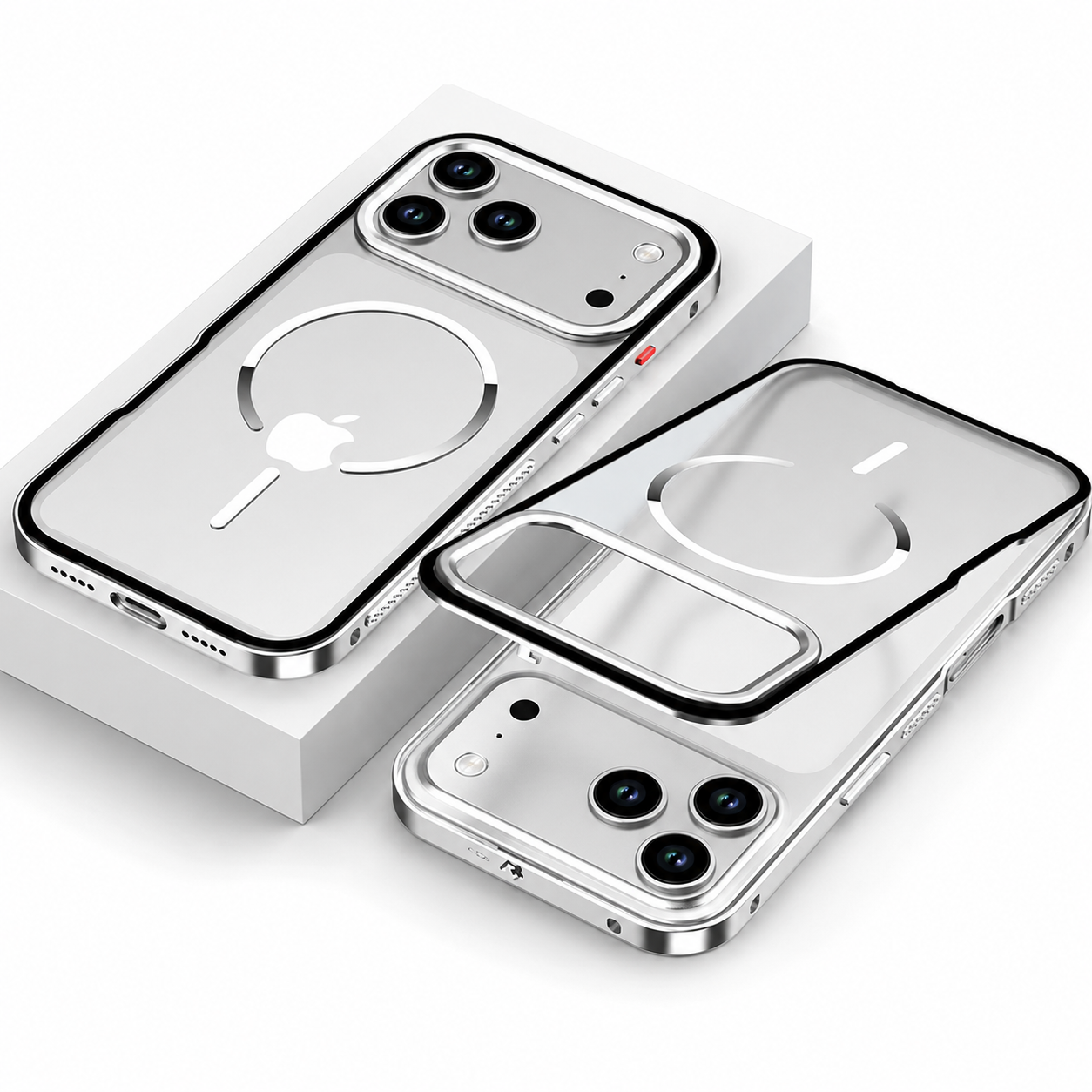 Premium iPhone Case MagSafe Compatible Magnetic Aluminum Frame Frosted Matte Shockproof Protective Camera Lens Protection Slim Design Full Coverage