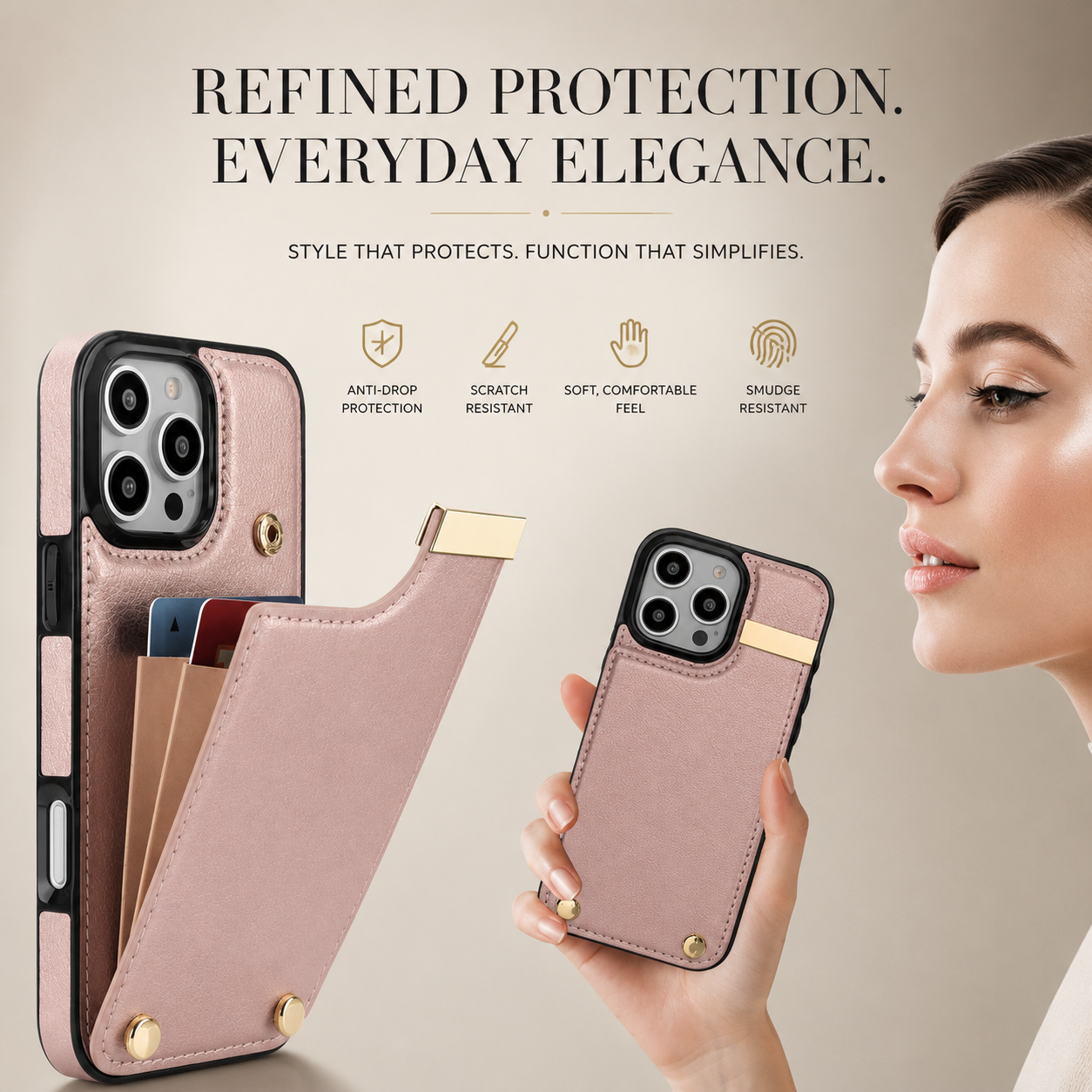 Premium iPhone Case Leather Wallet Flip Cover MagSafe Compatible Card Holder Magnetic Closure Shockproof Camera Protection Slim Full Coverage