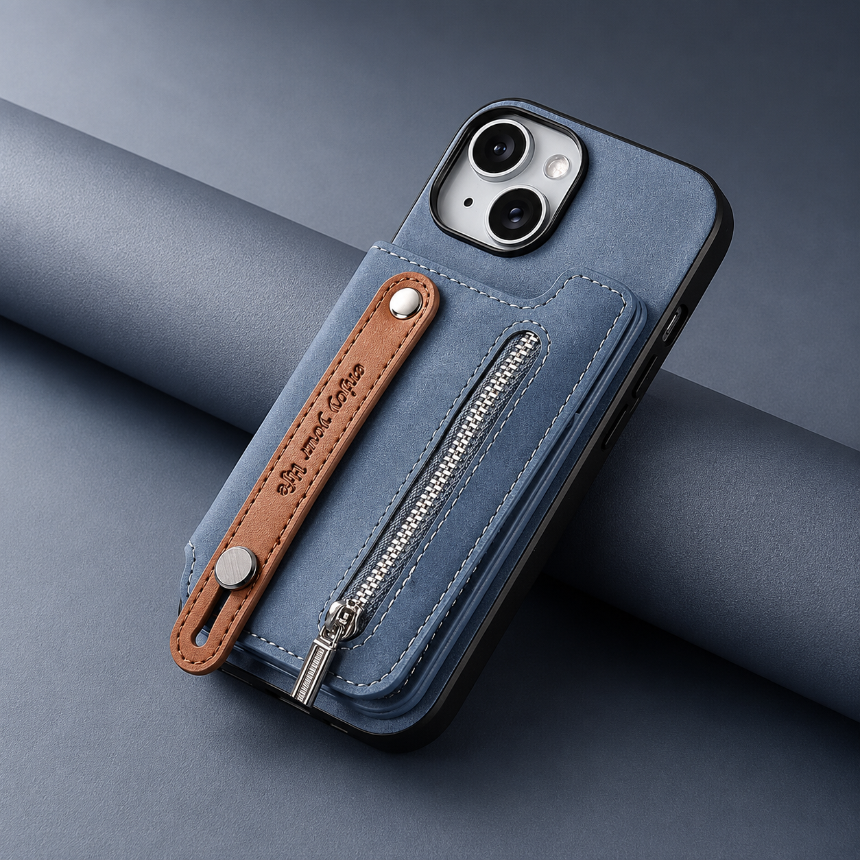 Premium iPhone Wallet Case Detachable Zipper Flip Cover PU Leather Card Holder Magnetic Closure Wrist Strap Shockproof Full Coverage Protective Design