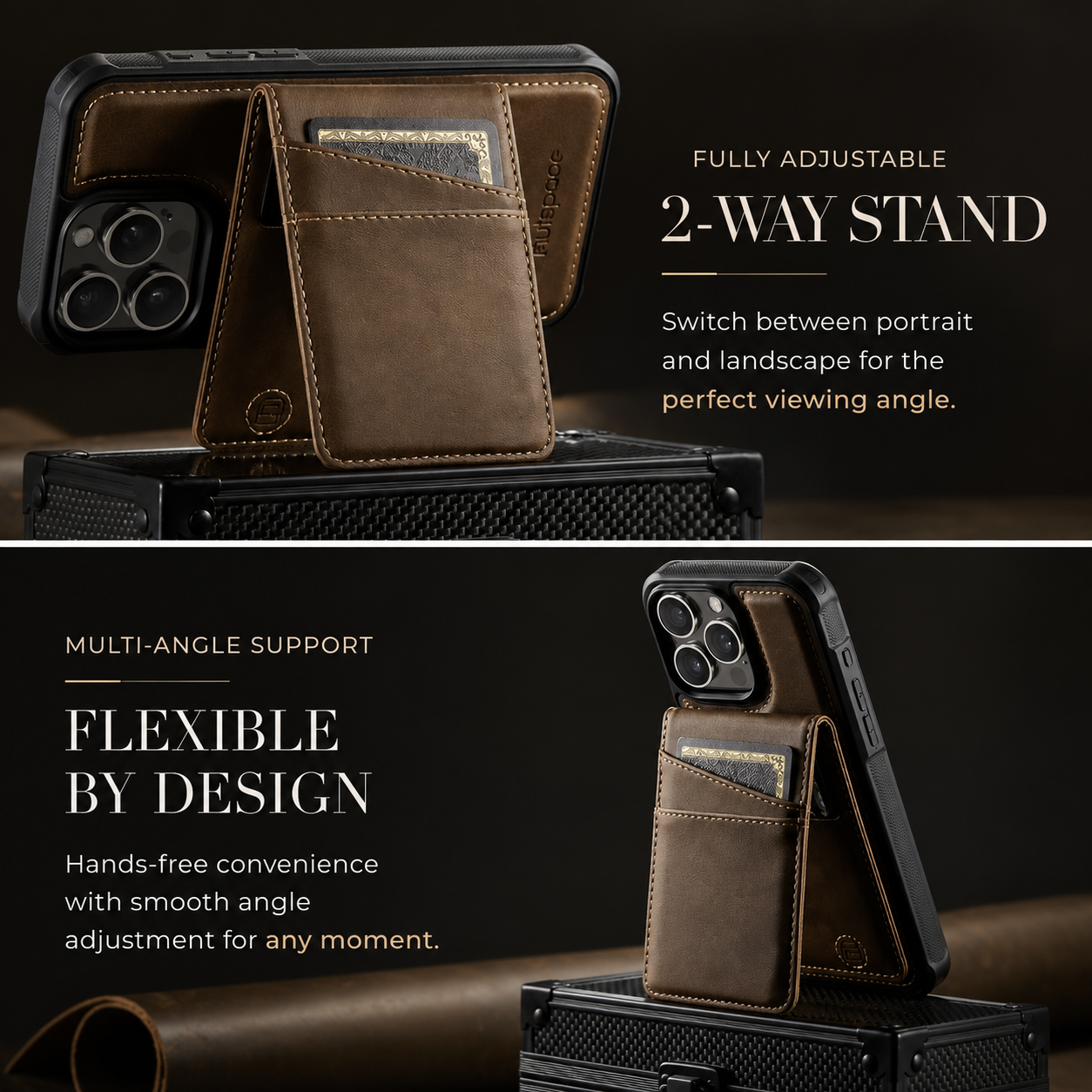 Premium iPhone Case Magnetic Detachable Wallet Flip Cover PU Leather Card Holder Cash Pocket Wrist Strap Shockproof Full Coverage Protective Design