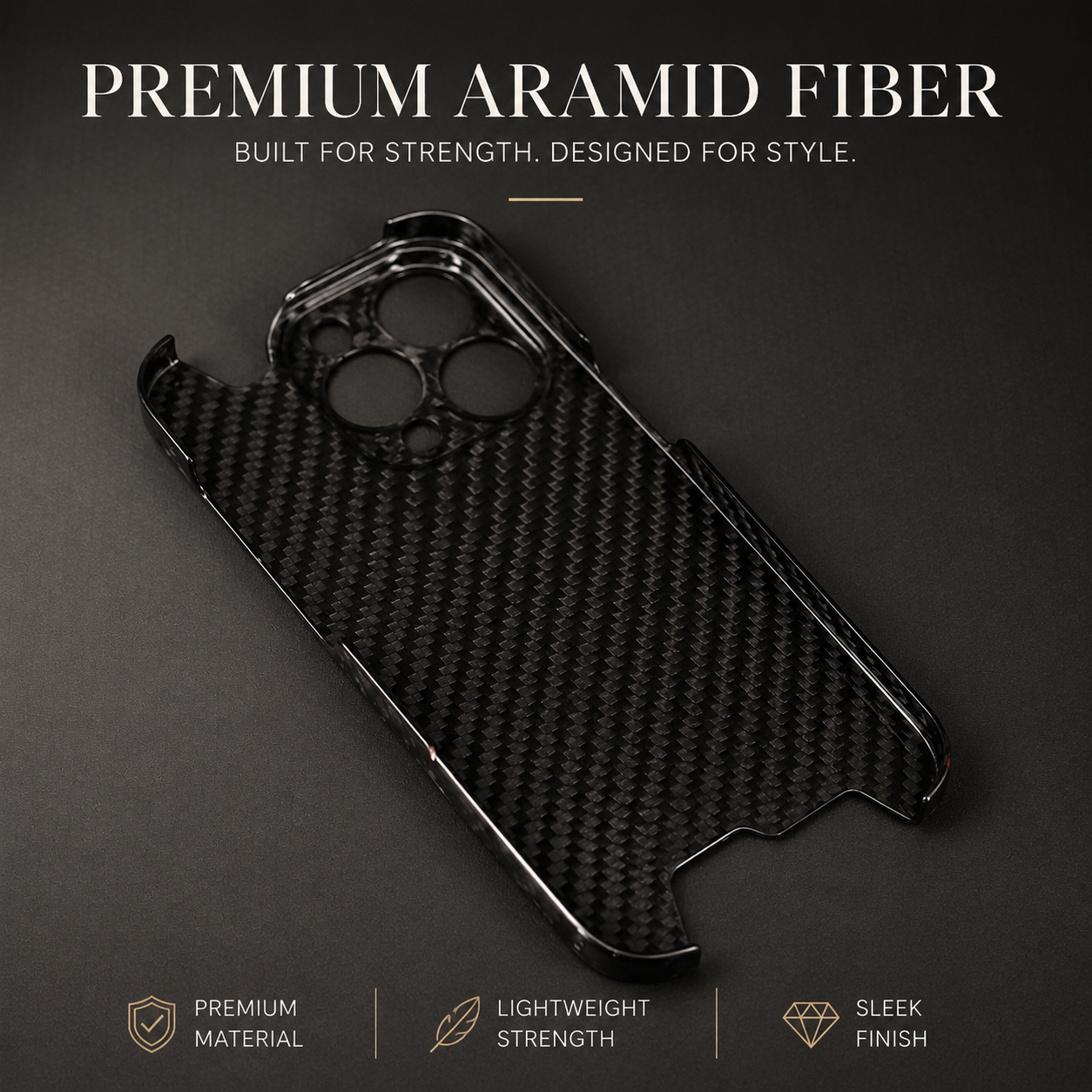 Premium iPhone Case Aramid Carbon Fiber MagSafe Compatible Ultra Thin Glossy Forged Cover Shockproof Lightweight Half Wrapped Slim Design