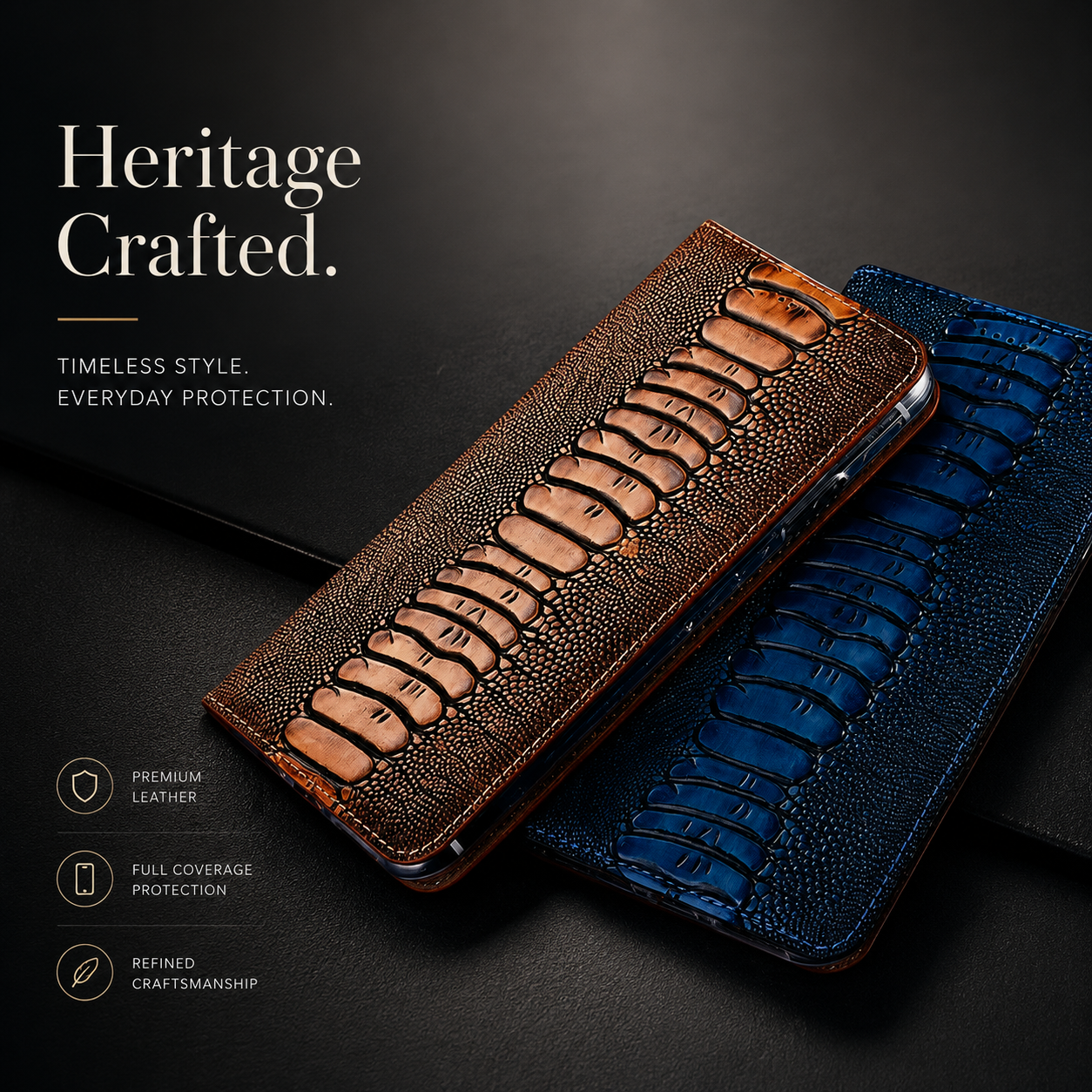 Premium iPhone Case Genuine Leather Flip Wallet Cover MagSafe Compatible Card Holder Magnetic Closure Shockproof Camera Protection Stand Full Coverage