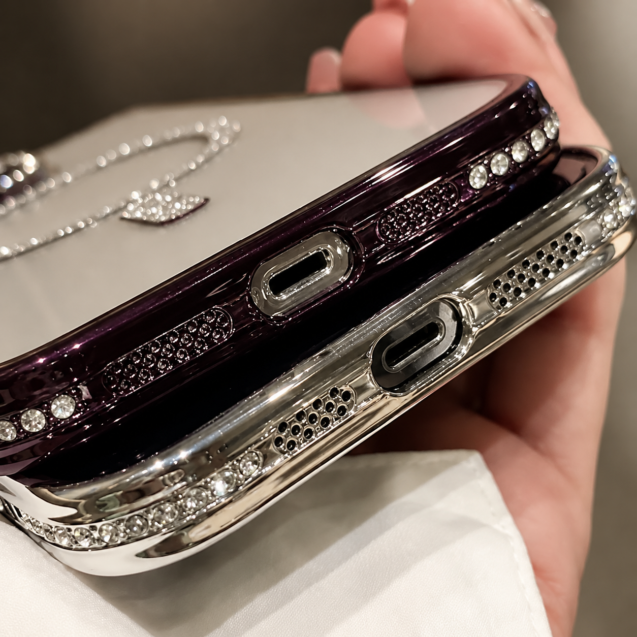 Premium iPhone Case MagSafe Compatible Transparent Glitter Diamond Design Shockproof Bumper Protective Cover Camera Lens Guard Ultra Thin Slim Design