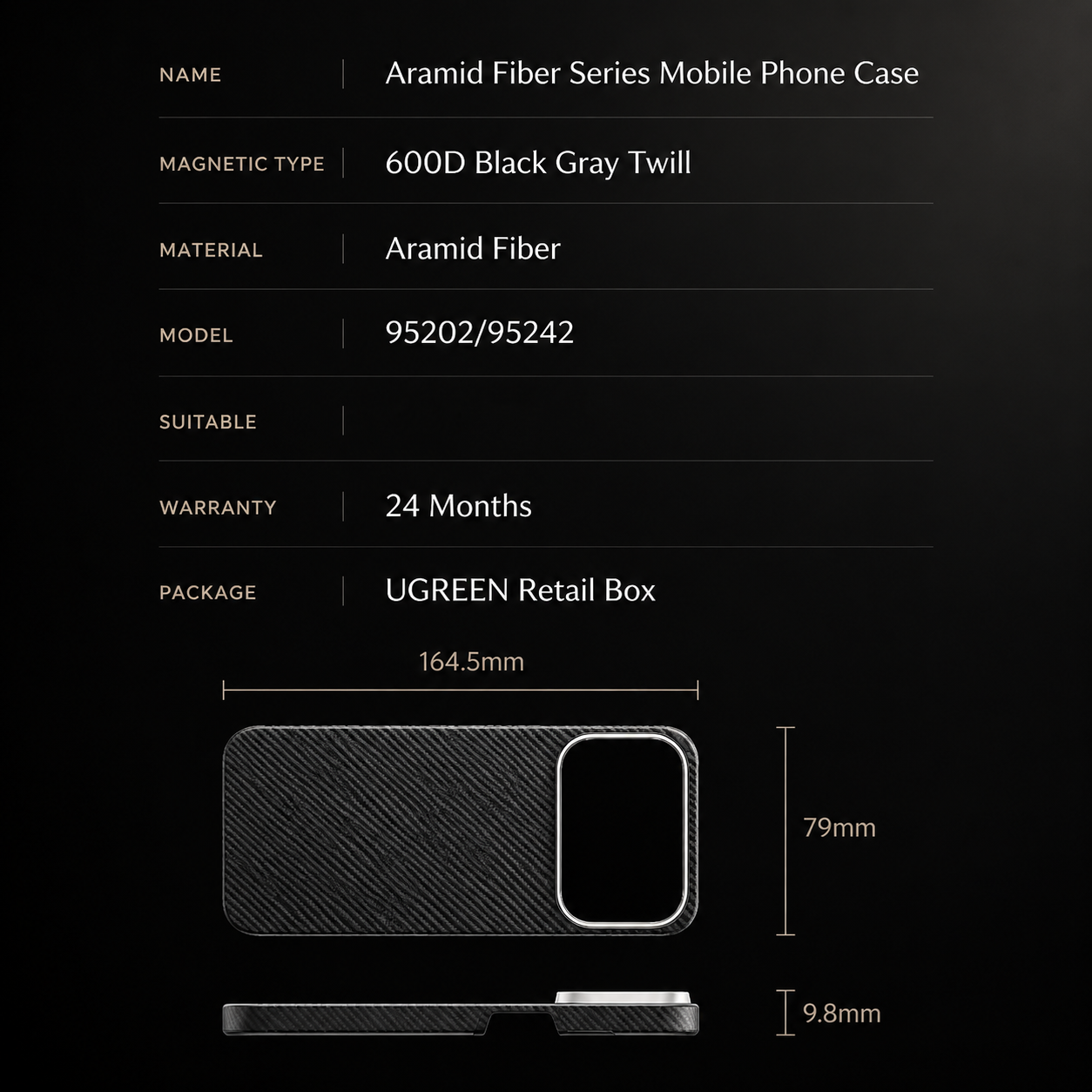 Premium iPhone Case Aramid Fiber Slim Hard Cover Matte Black Shockproof Protective Anti Scratch Lightweight Full Coverage Durable Design