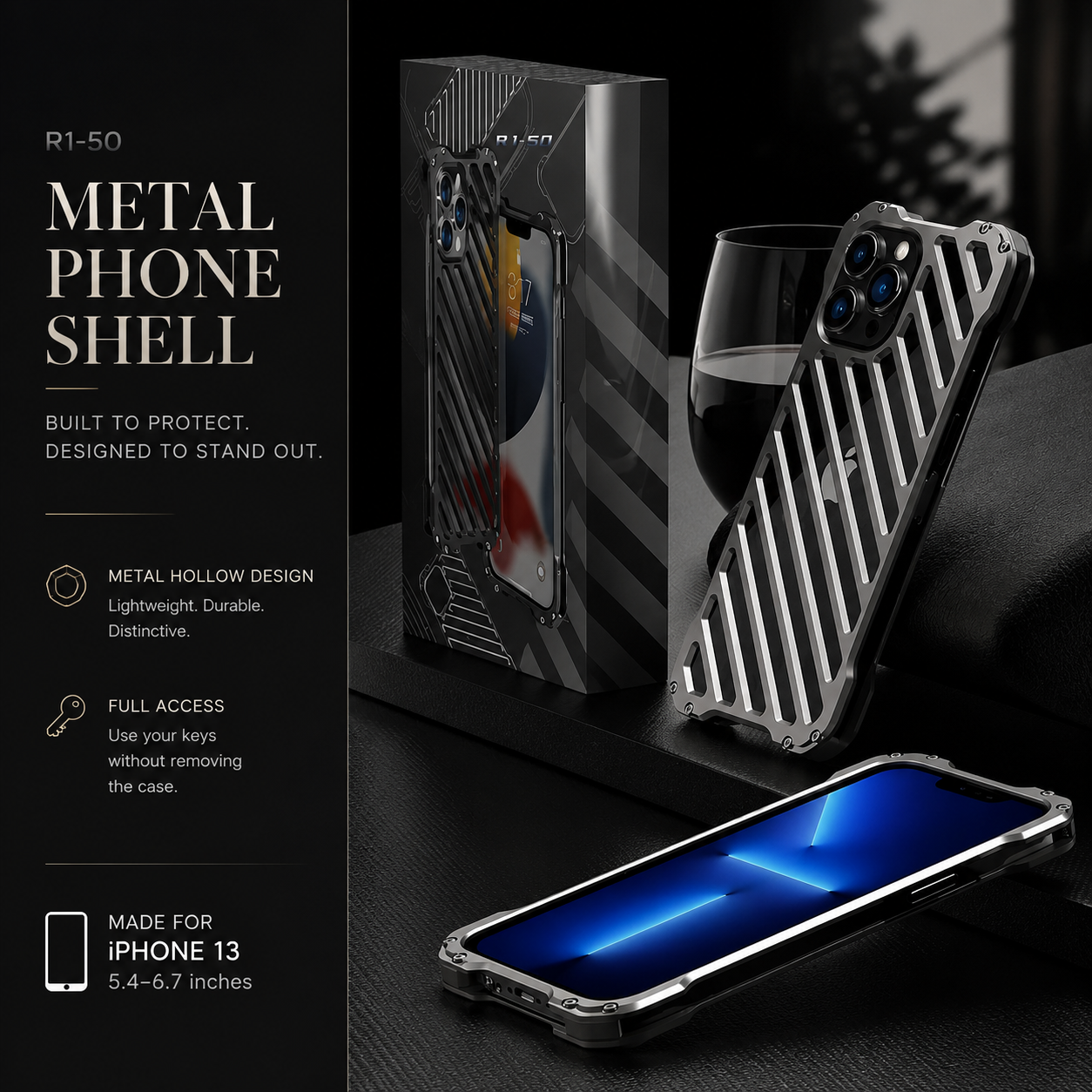 Premium iPhone Case Aluminum Alloy Armor Cover CNC Metal Dual Layer Shockproof Matte Non Slip Camera Protection Full Coverage Protective Design