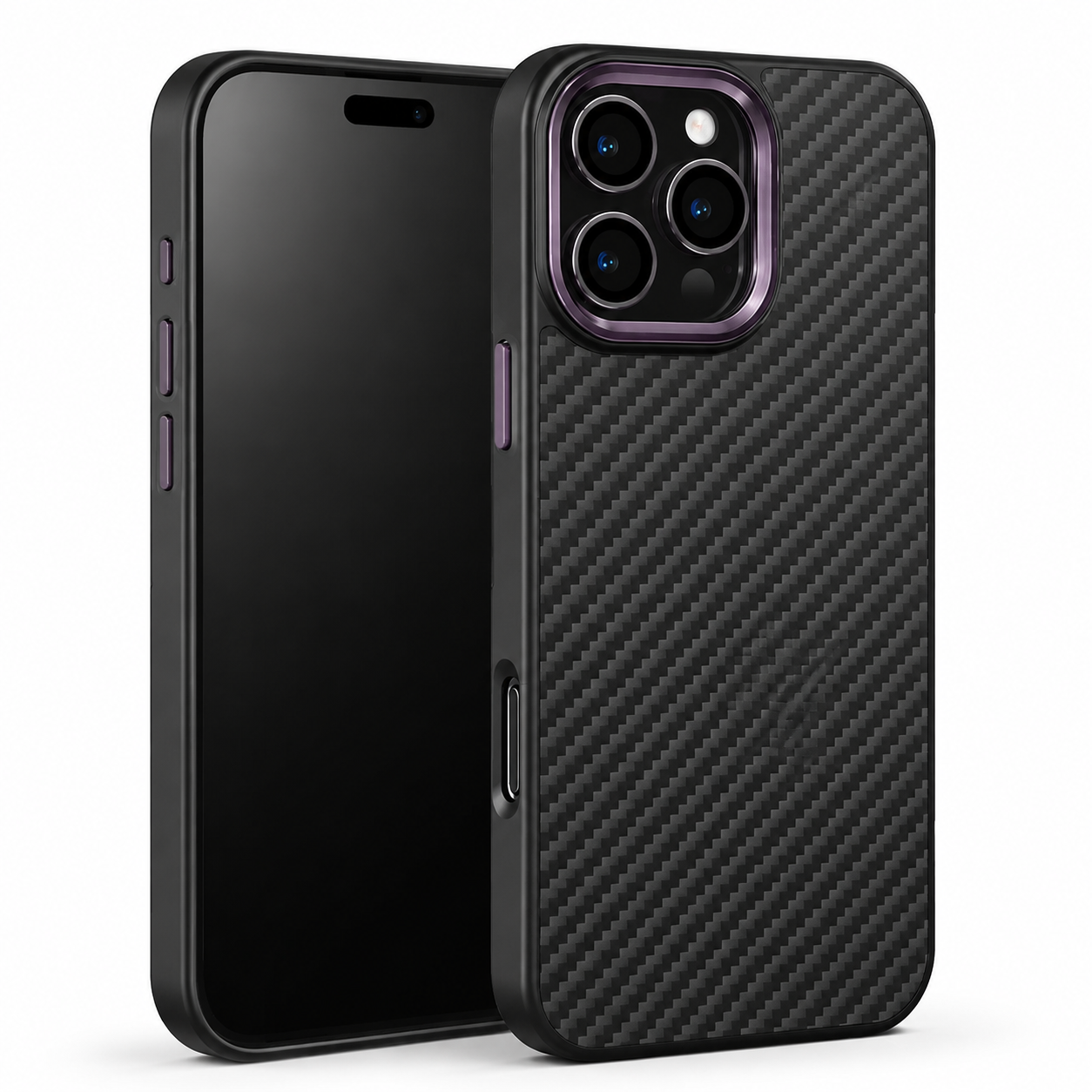 Premium iPhone Case Carbon Fiber Aramid Armor Cover Metal Frame Shockproof Full Coverage Anti Scratch Wireless Charging Slim Protective Design