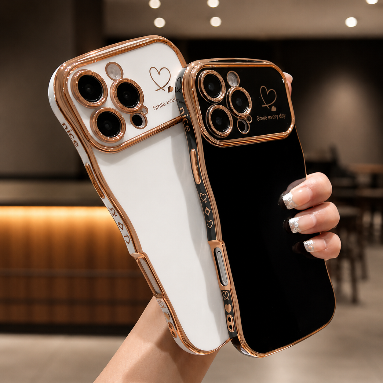 Premium iPhone Case MagSafe Compatible Transparent Plating Wave Heart Design Shockproof Protective Cover Camera Lens Protection Ultra Thin Full Coverage