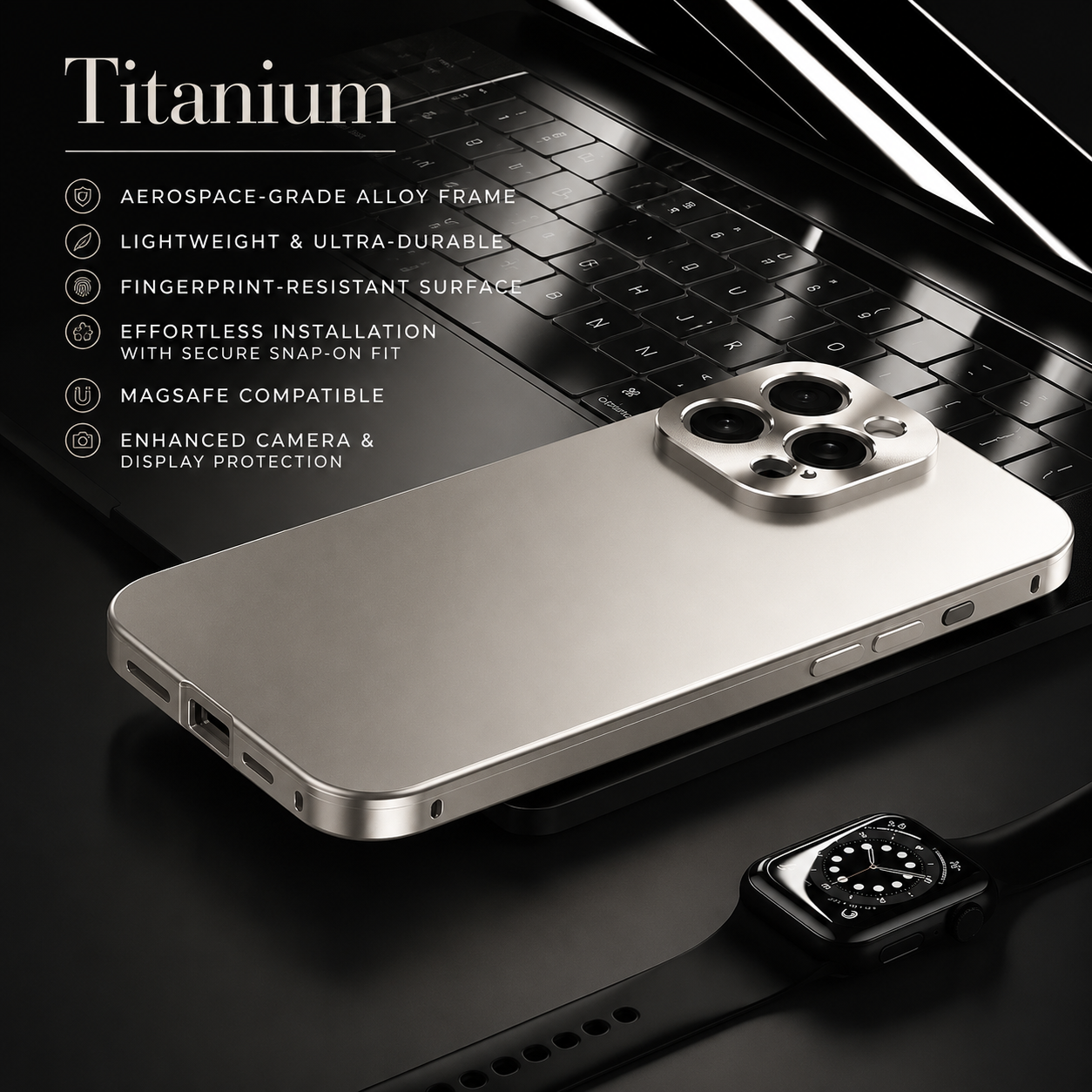 Premium iPhone Case MagSafe Compatible Magnetic Aluminum Frame Shockproof Protective Cover Camera Lens Protection Slim Metal Design Wireless Charging Compatible