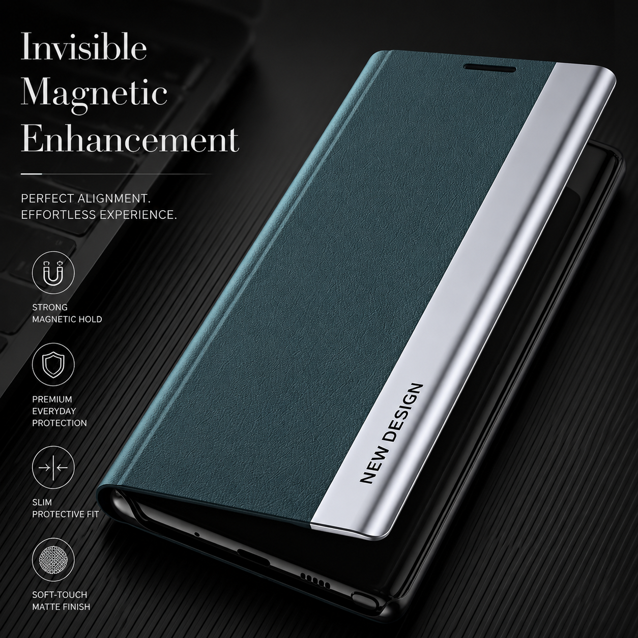 Premium iPhone Flip Wallet Case MagSafe Compatible Magnetic Card Holder Shockproof Protective Cover PU Leather Stand Full Screen Protection Slim Design