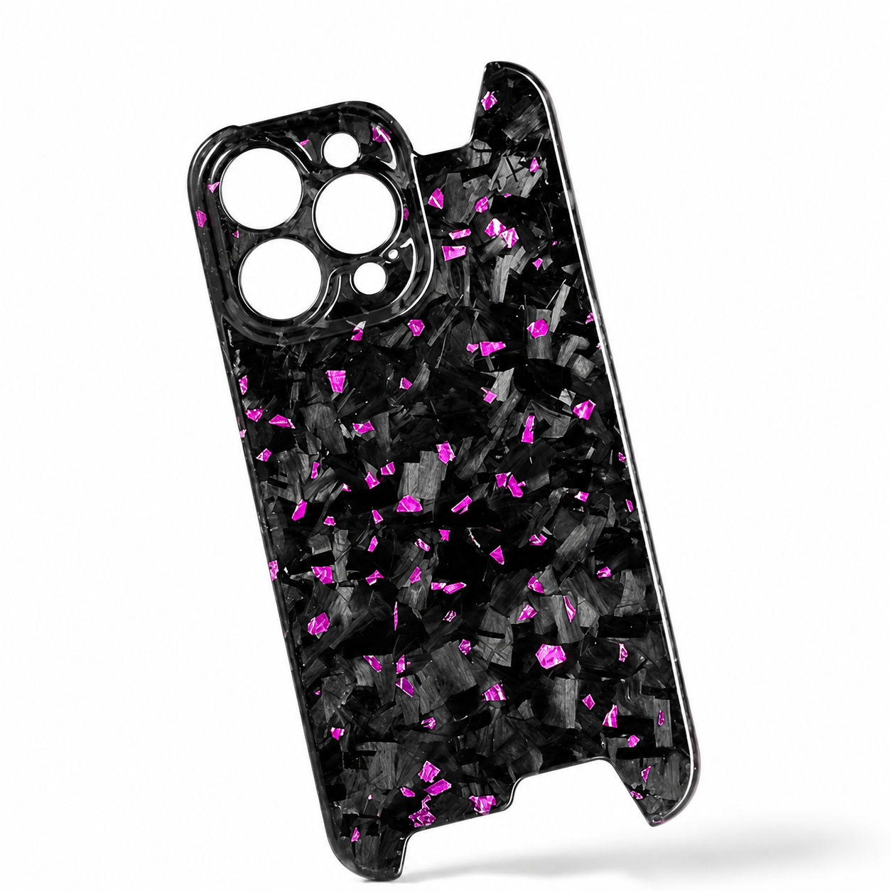 Premium iPhone Case Forged Carbon Fiber Cover Ultra Thin Glossy Lightweight Scratch Resistant Half Wrapped Slim Protective Wireless Charging Design