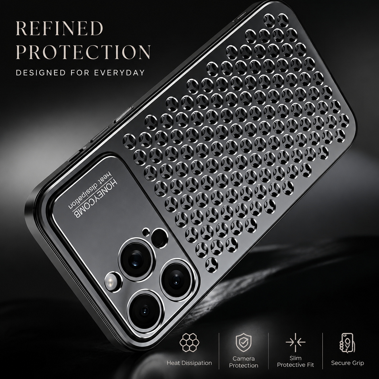 Premium iPhone Case Aluminum Alloy Protective Cover Breathable Metal Frame Shockproof Anti Fingerprint Scratch Resistant Slim Lightweight Design
