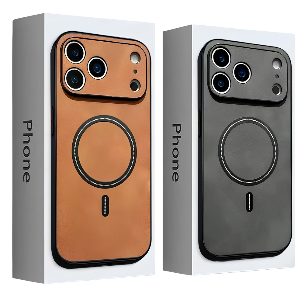 Premium iPhone Case Magnetic Leather Finish MagSafe Compatible Wireless Charging Shockproof PC TPU Slim Full Coverage Anti Scratch Protective Design