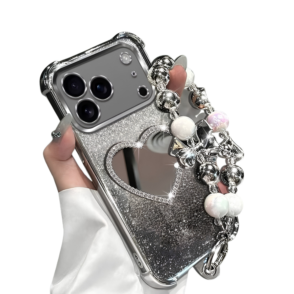 Premium iPhone Case MagSafe Compatible Glitter Mirror Bracelet Cover Shockproof Silicone Stand Holder Non Slip Anti Fingerprint Full Coverage Protective Design
