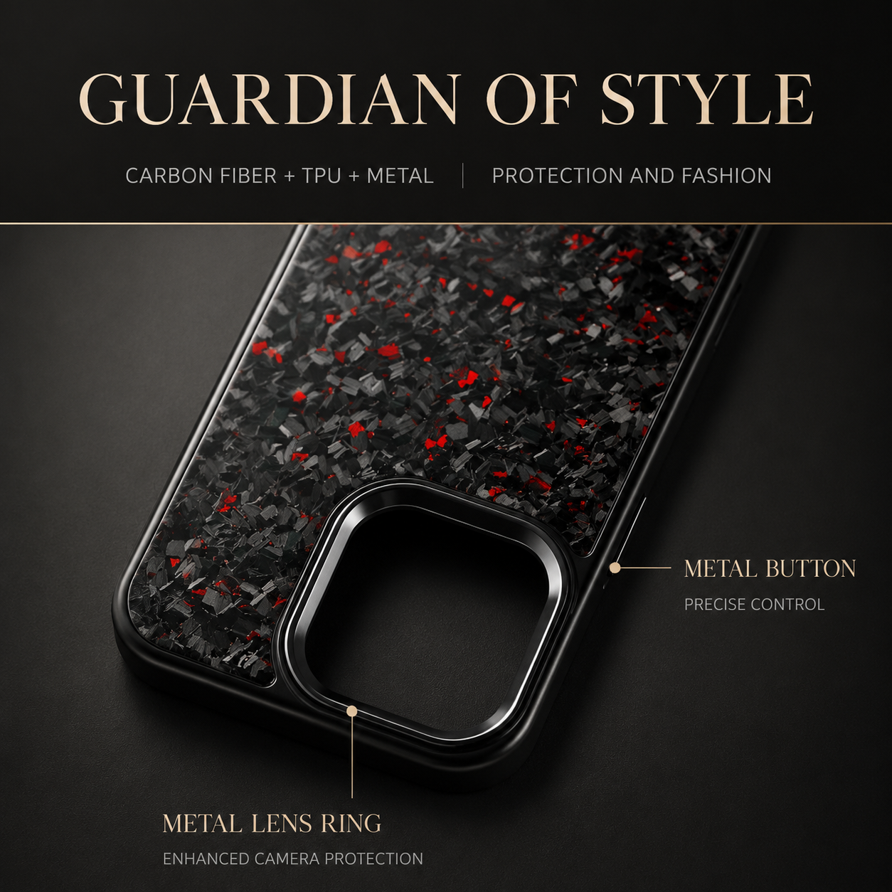 Premium iPhone Case MagSafe Compatible Forged Carbon Fiber Cover Dual Layer Shockproof Metal Lens Frame Button Protection Full Coverage Lightweight Design