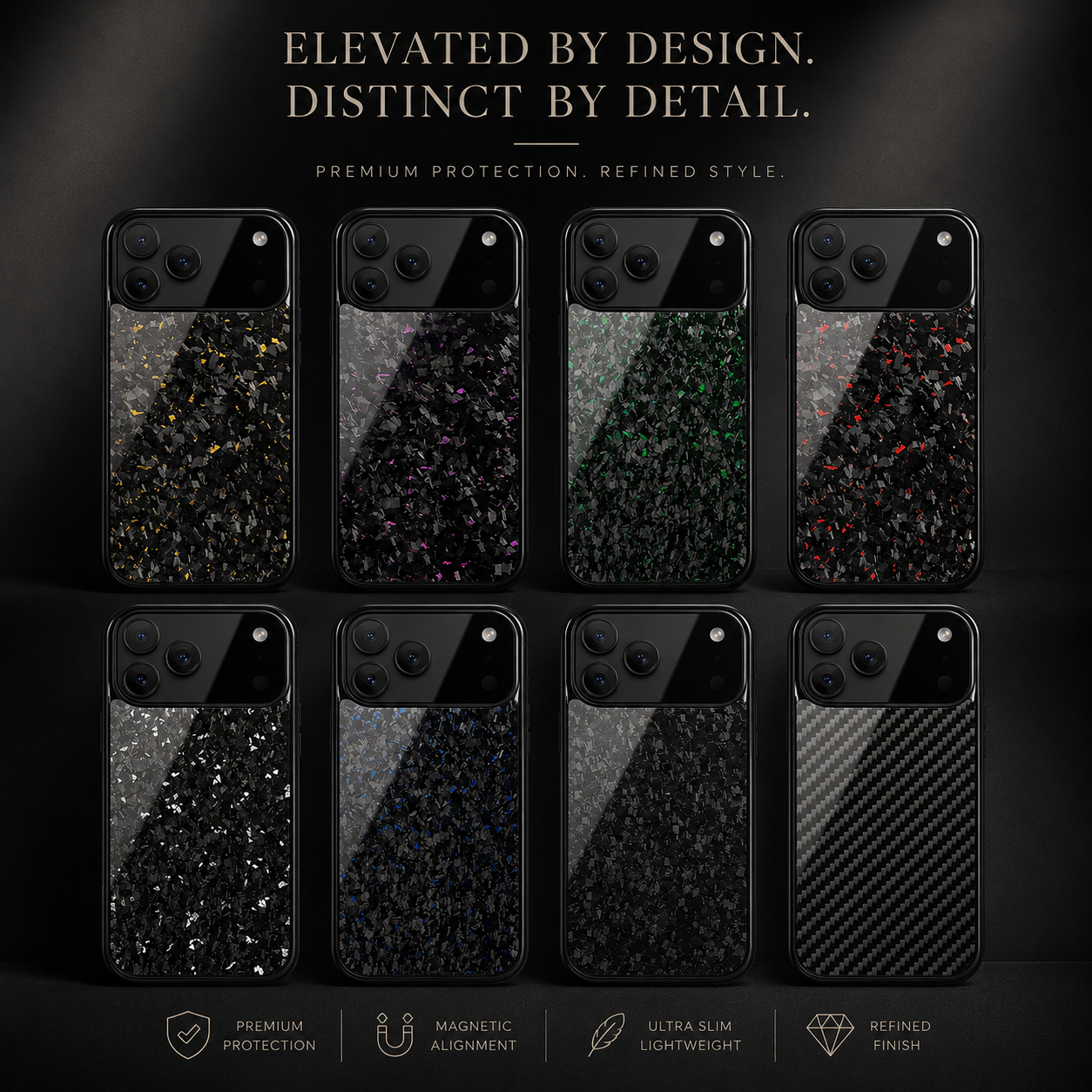 Premium iPhone Case MagSafe Compatible Forged Carbon Fiber TPU Hybrid Cover Shockproof Full Coverage Anti Scratch Non Slip Protective Design
