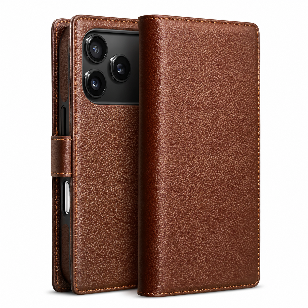 Premium iPhone Case Genuine Leather Wallet Flip Cover Card Holder Kickstand Shockproof Anti Scratch Ultra Slim Full Coverage Protective Design