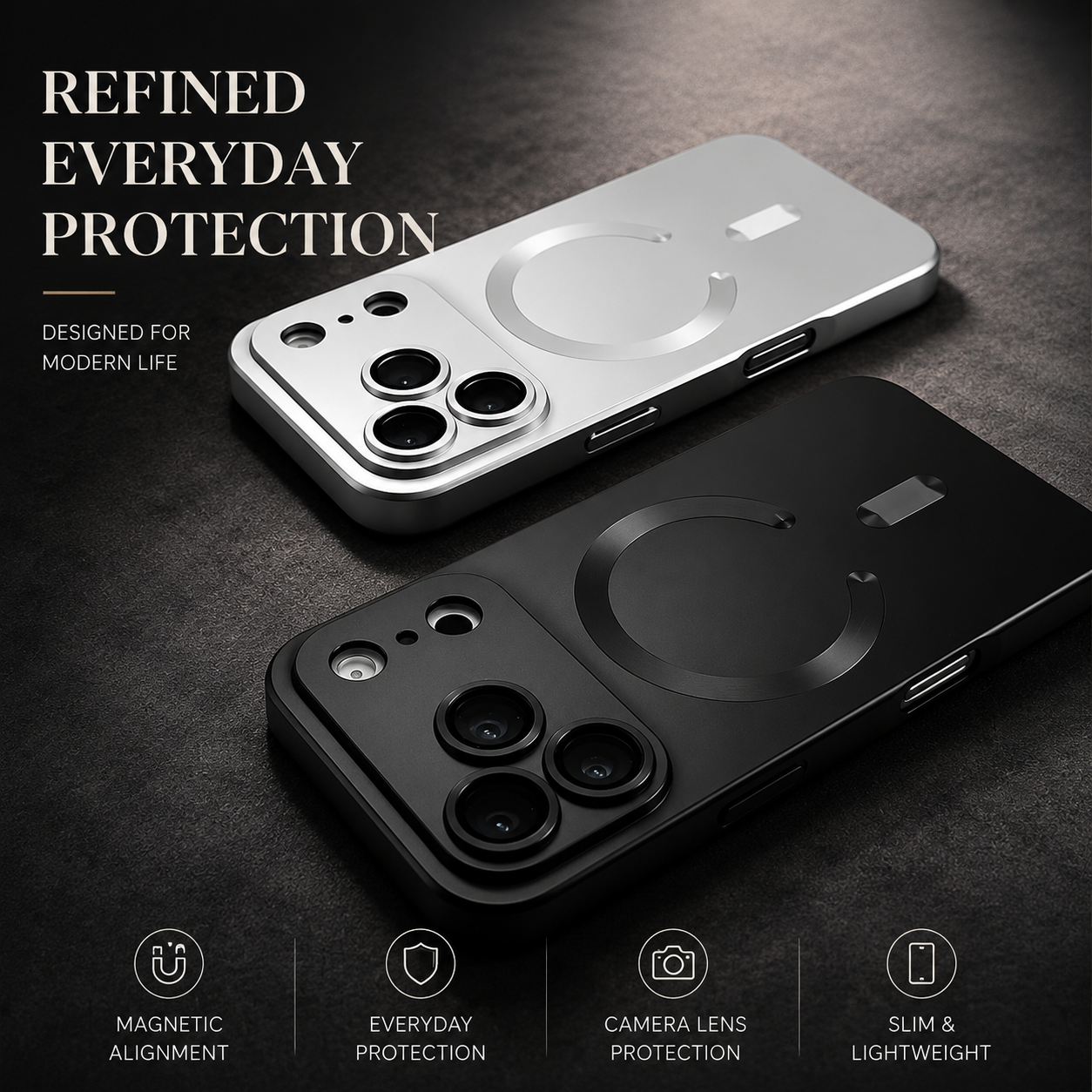 Premium iPhone Case MagSafe Compatible Magnetic Metallic Finish Shockproof Protective Cover Wireless Charging Camera Lens Protection Soft TPU Slim Full Coverage