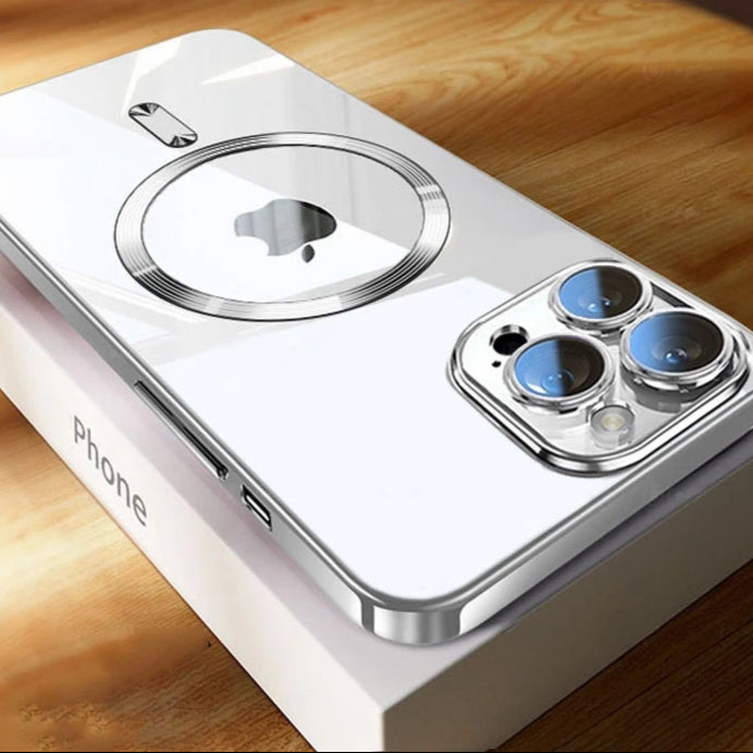 Premium iPhone Case MagSafe Compatible Magnetic Transparent Protective Cover Hard PC Back Silicone Bumper Shockproof Camera Lens Protection Anti Scratch Slim Design