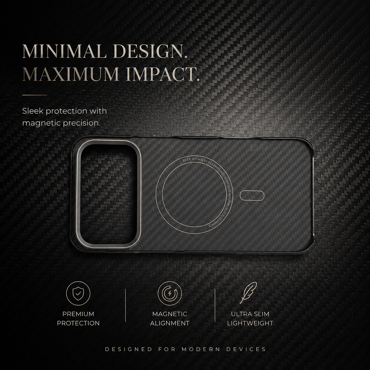 Premium iPhone Case MagSafe Compatible Ultra Thin Aramid Fiber Cover Carbon Texture Shockproof Lightweight Anti Scratch Half Wrapped Protective Design