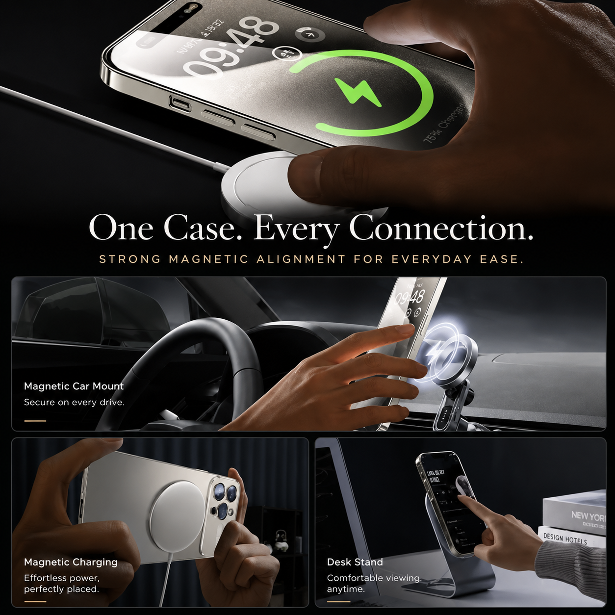 Premium iPhone Case MagSafe Compatible Magnetic Metallic Matte Cover Shockproof Protective PC TPU Back Camera Lens Protection Ultra Thin Full Coverage