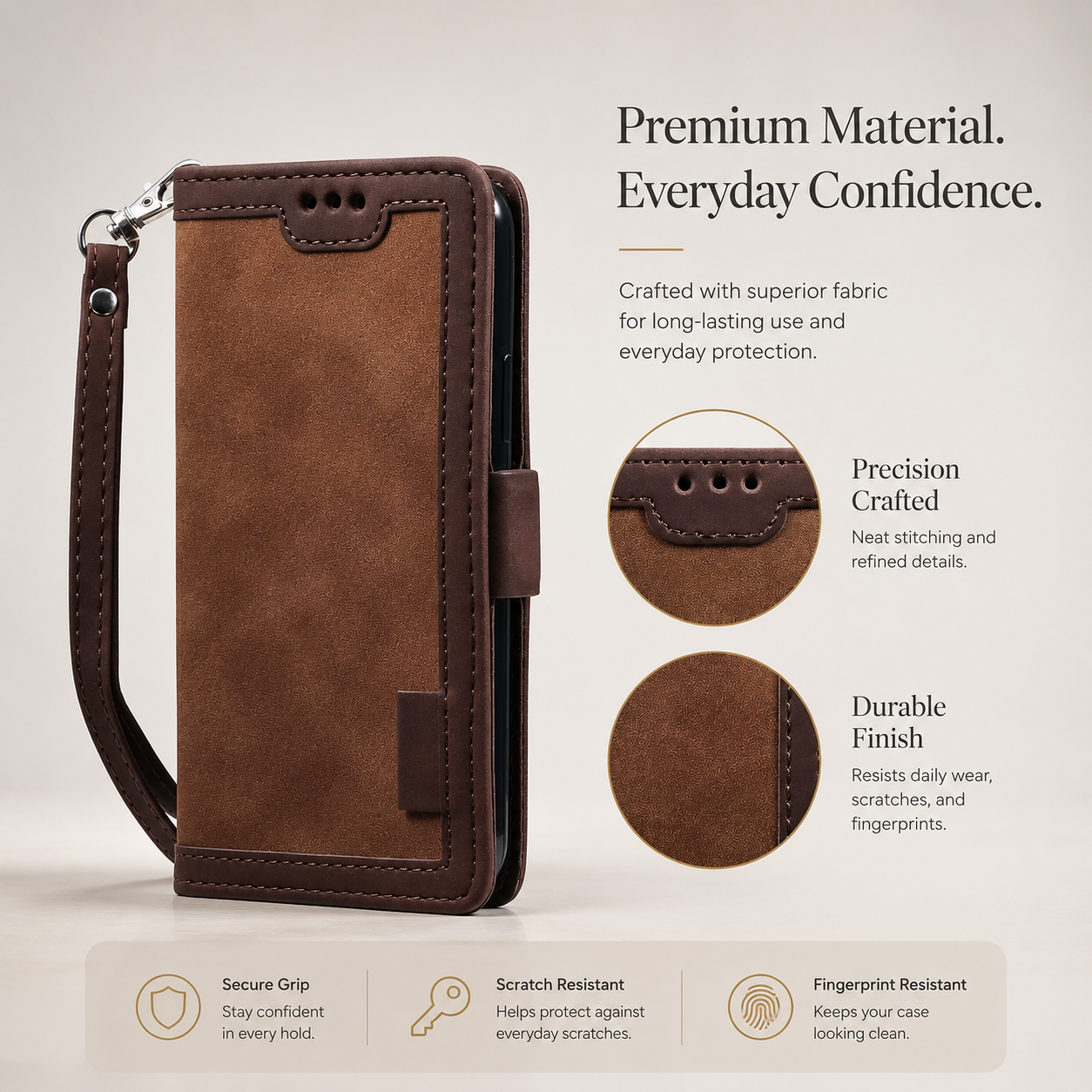 Premium iPhone Case Leather Wallet Flip Cover MagSafe Compatible Card Holder Magnetic Closure Shockproof Camera Protection Stand Full Coverage