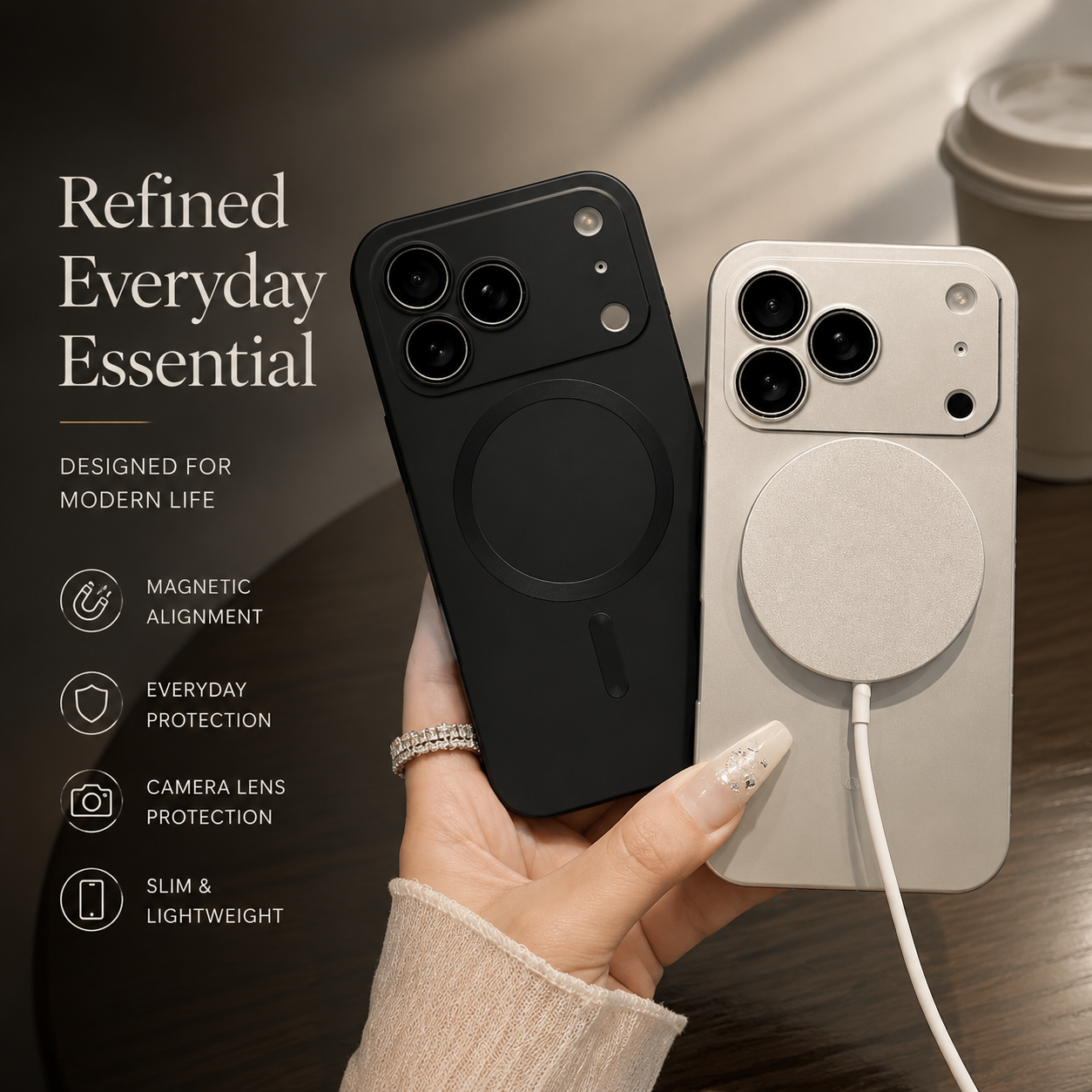 Premium iPhone Case MagSafe Compatible Magnetic Metallic Finish Shockproof Protective Cover Wireless Charging Camera Lens Protection Slim Soft Full Coverage