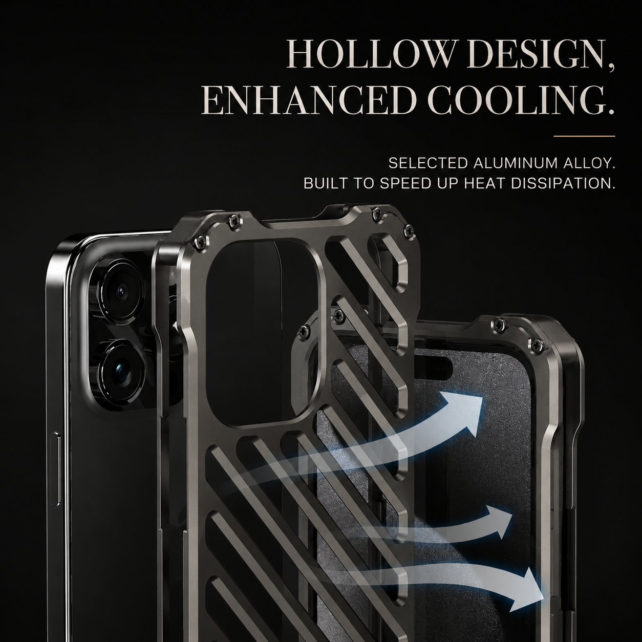 Premium iPhone Case Aluminum Alloy Armor Cover CNC Metal Dual Layer Shockproof Matte Non Slip Camera Protection Full Coverage Protective Design