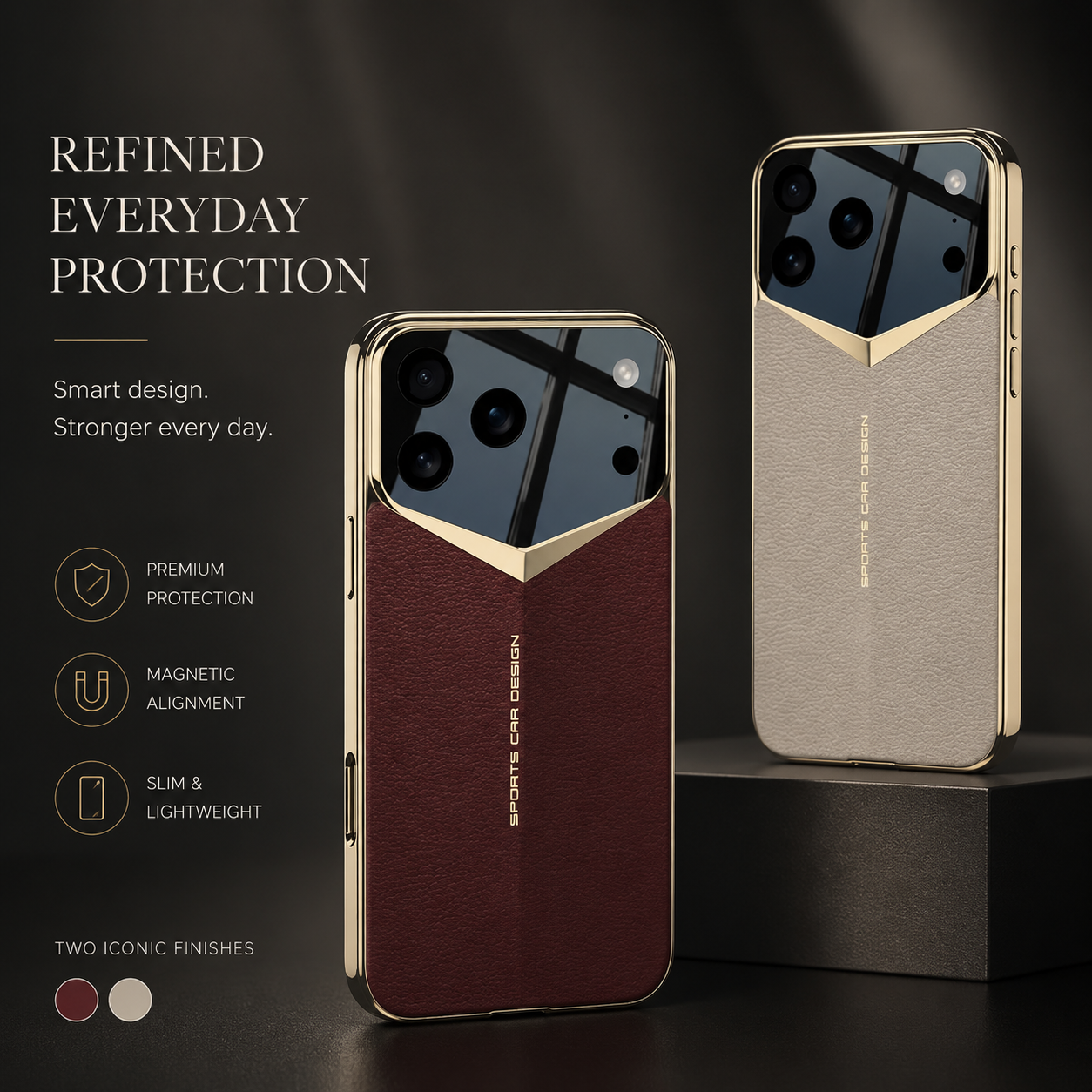 Premium iPhone Case MagSafe Compatible PU Leather Electroplated Protective Cover Camera Lens Protection Shockproof Anti Scratch Hard Shell Slim Full Coverage
