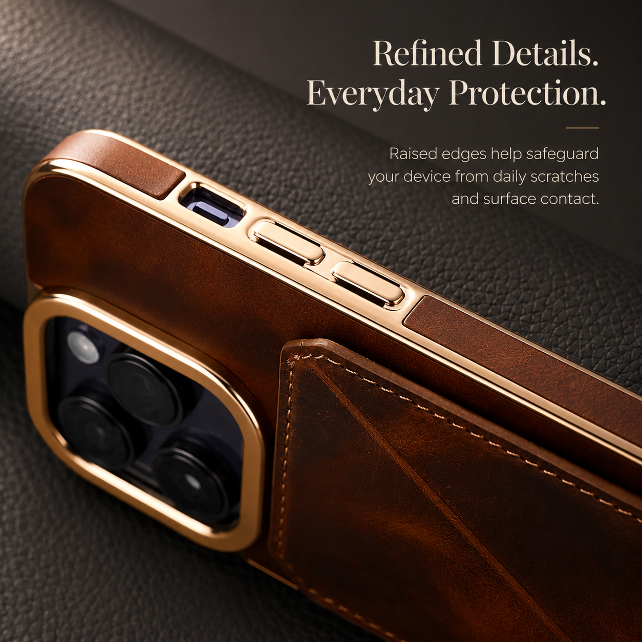 Premium iPhone Case Genuine Cowhide Leather Wallet Cover MagSafe Compatible Magnetic Card Holder Shockproof Camera Protection Slim Full Coverage