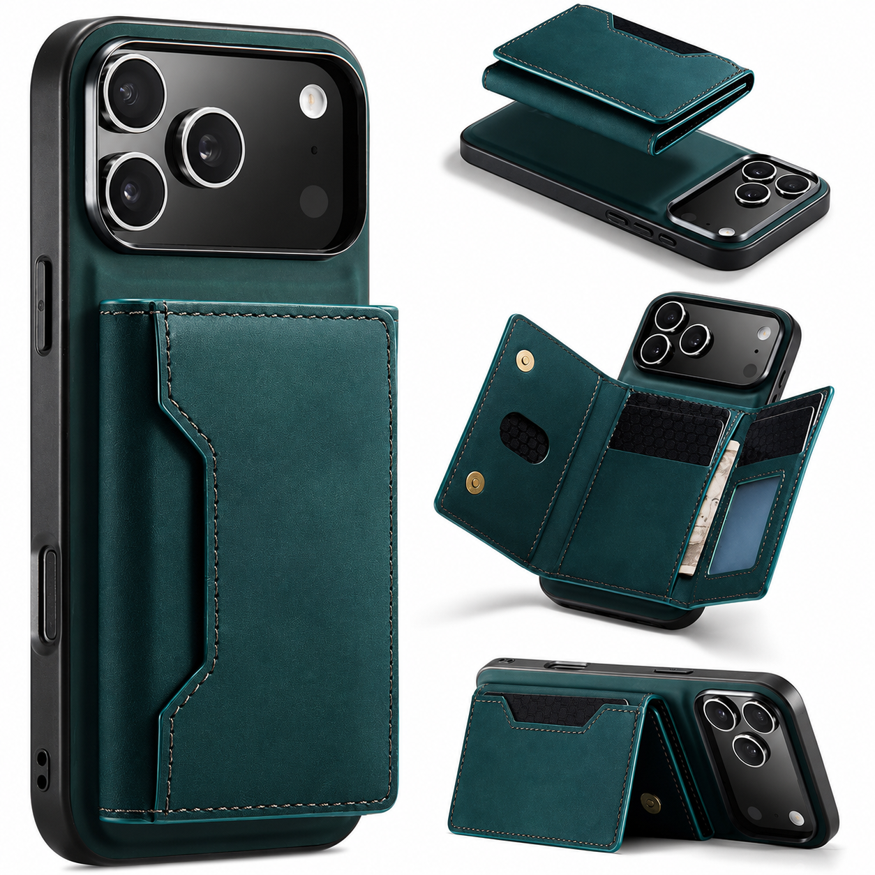 Premium iPhone Case Detachable Magnetic Wallet Cover Leather Card Holder Kickstand Shockproof Protective Cover Anti Scratch Full Body Slim