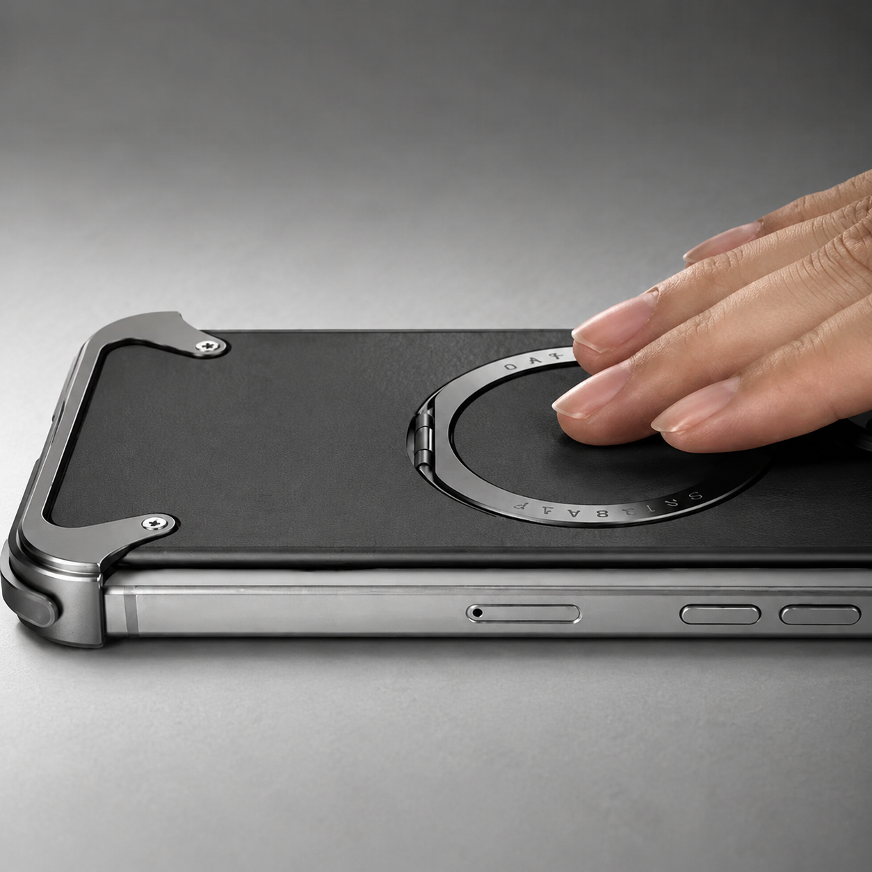 Premium iPhone Case Genuine Leather Magnetic Cover MagSafe Compatible Frameless Rotating Stand Ring Shockproof Anti Drop Protection Slim Profile