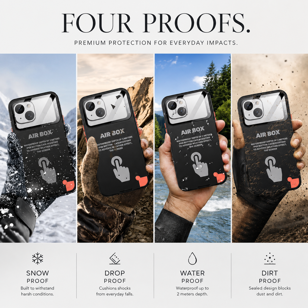 Premium iPhone Case Waterproof IP68 Full Body Sealed Cover Shockproof Dustproof Protective Camera Lens Protection Underwater Outdoor Full Coverage