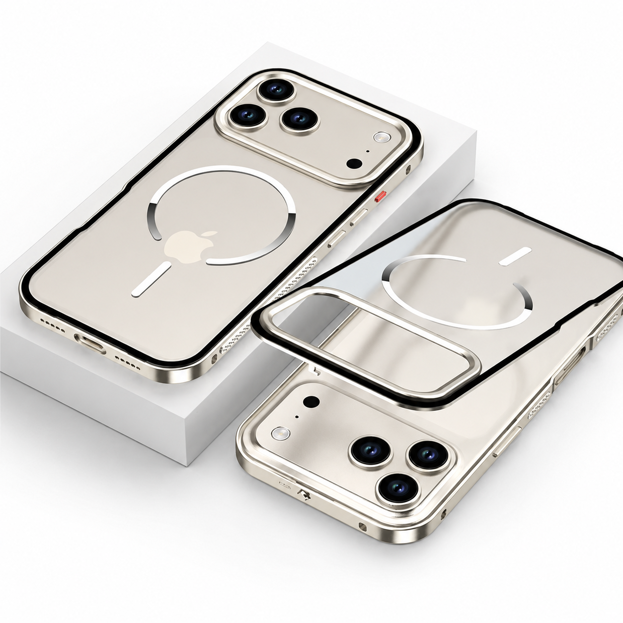 Premium iPhone Case MagSafe Compatible Magnetic Aluminum Frame Frosted Matte Shockproof Protective Camera Lens Protection Slim Design Full Coverage