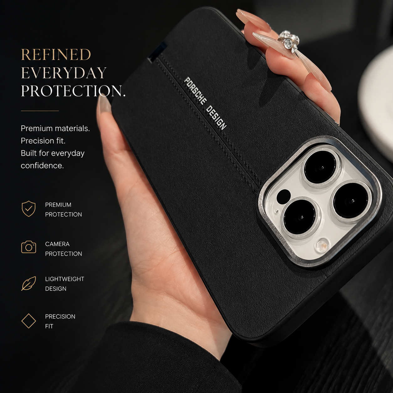 Premium iPhone Case Business Leather MagSafe Magnetic Cover Metal Button Shockproof Anti Fall Slim Full Coverage Anti Scratch Protective Design
