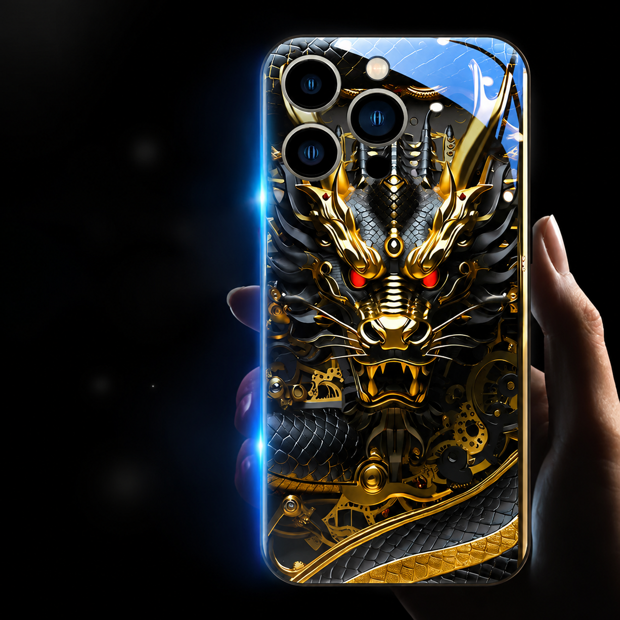 Premium iPhone Case LED Luminous Protective Cover Sound Reactive Tempered Glass Shockproof Camera Lens Protection Slim Full Coverage