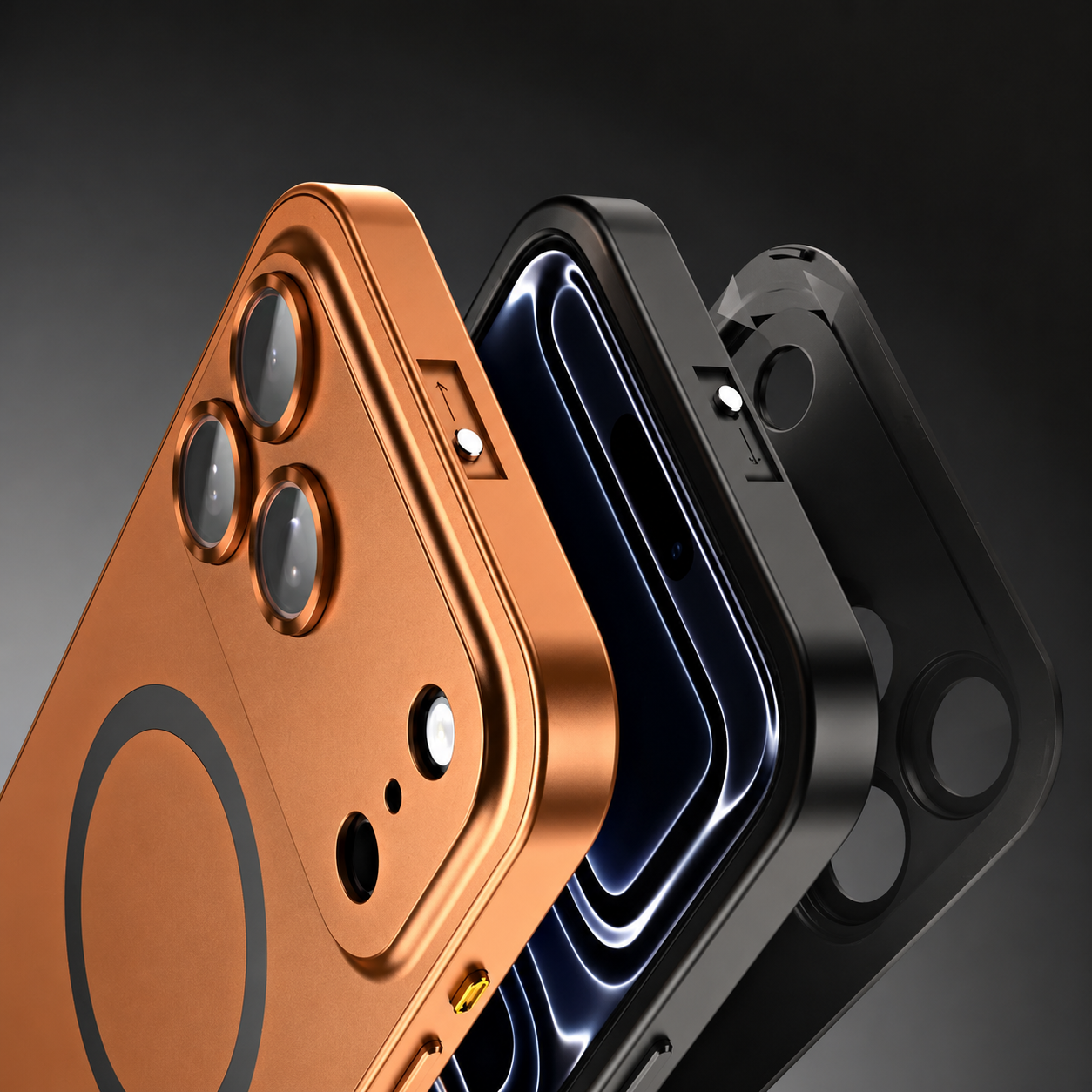 Premium iPhone Case MagSafe Compatible Magnetic Aluminum Frame PC Back Cover Shockproof Protective Camera Lens Protection Ultra Thin Full Coverage