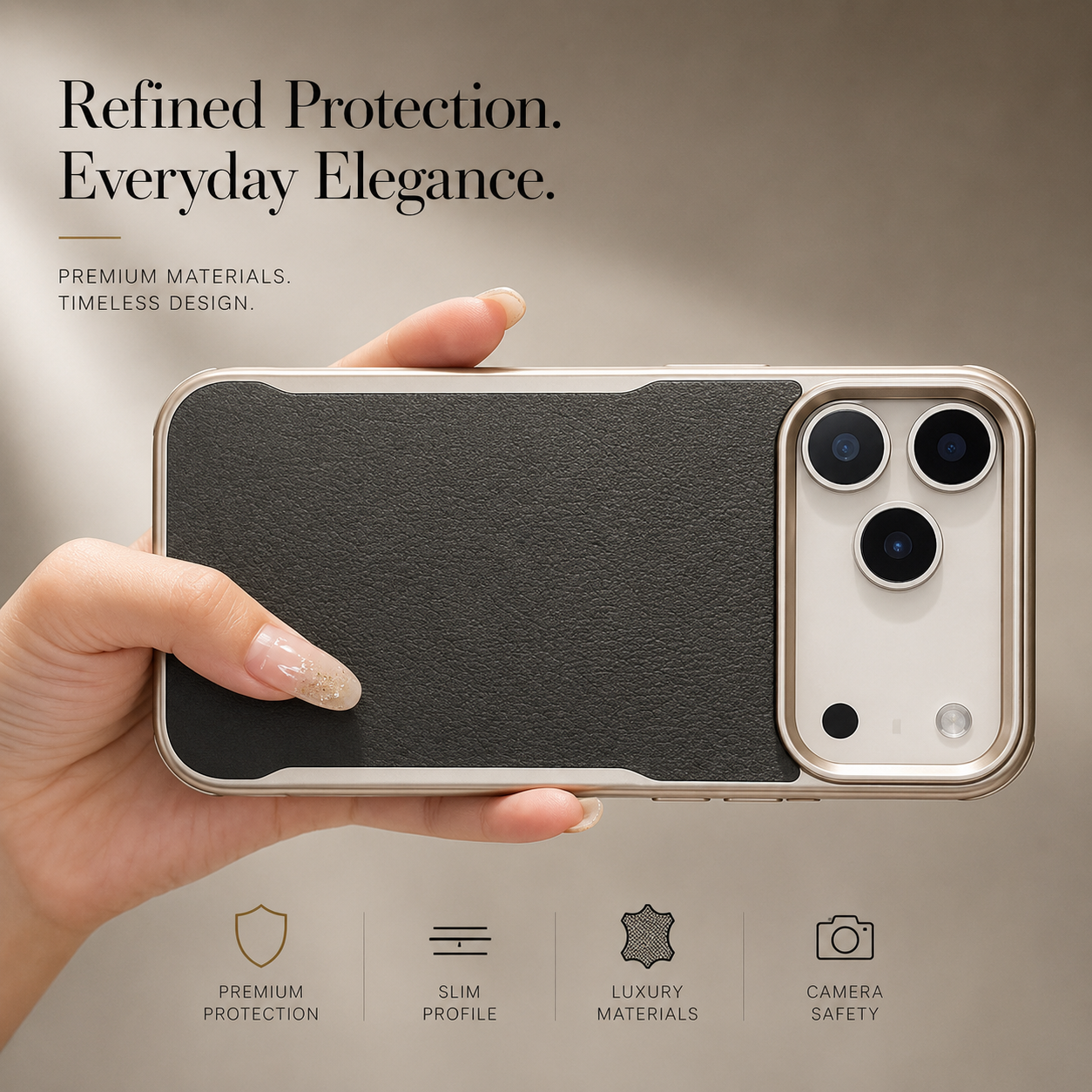 Premium iPhone Case MagSafe Compatible Magnetic PU Leather Protective Cover Metal Frame Shockproof Camera Lens Protection Anti Scratch Non Slip Full Coverage